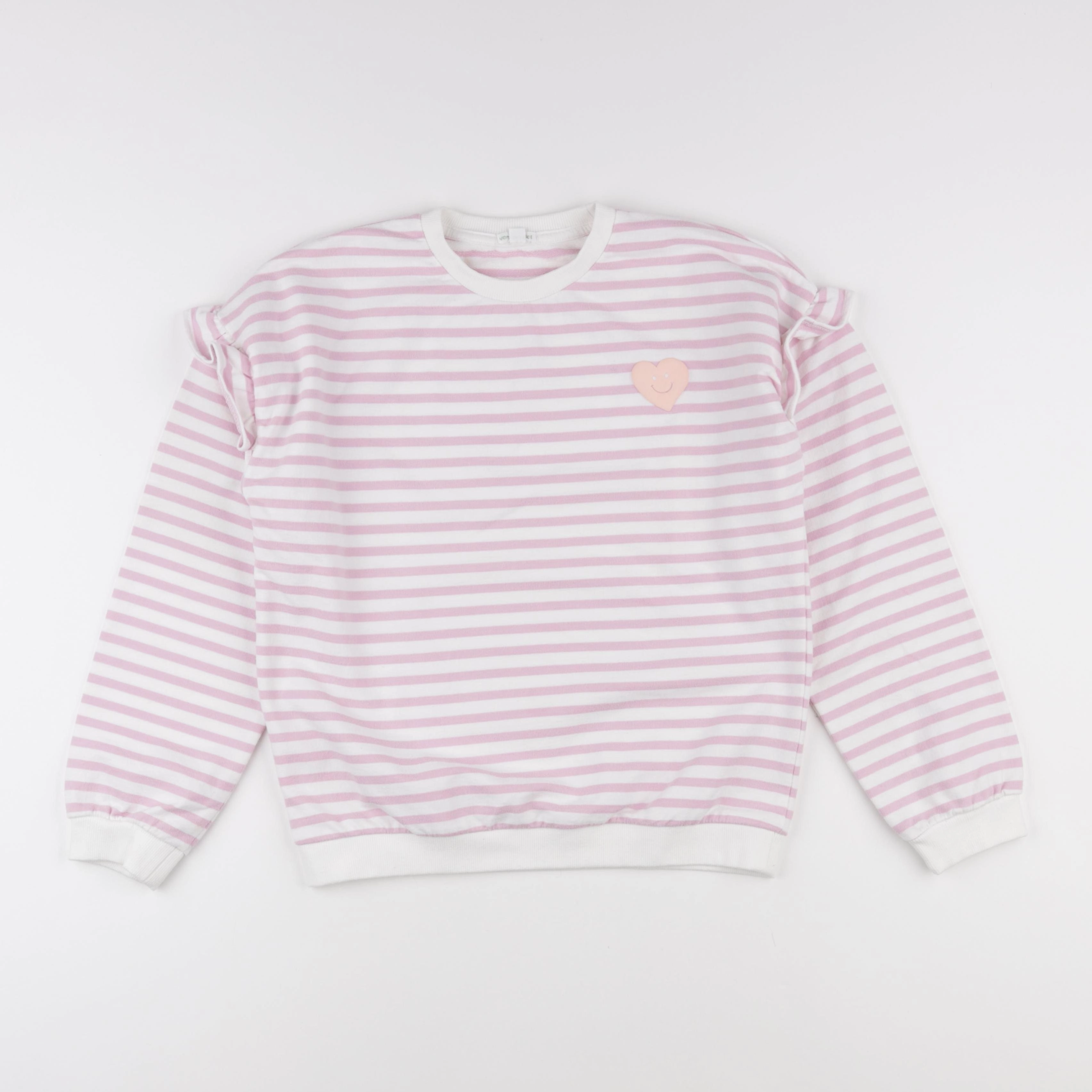Vertbaudet - sweat rose, blanc - 12 ans