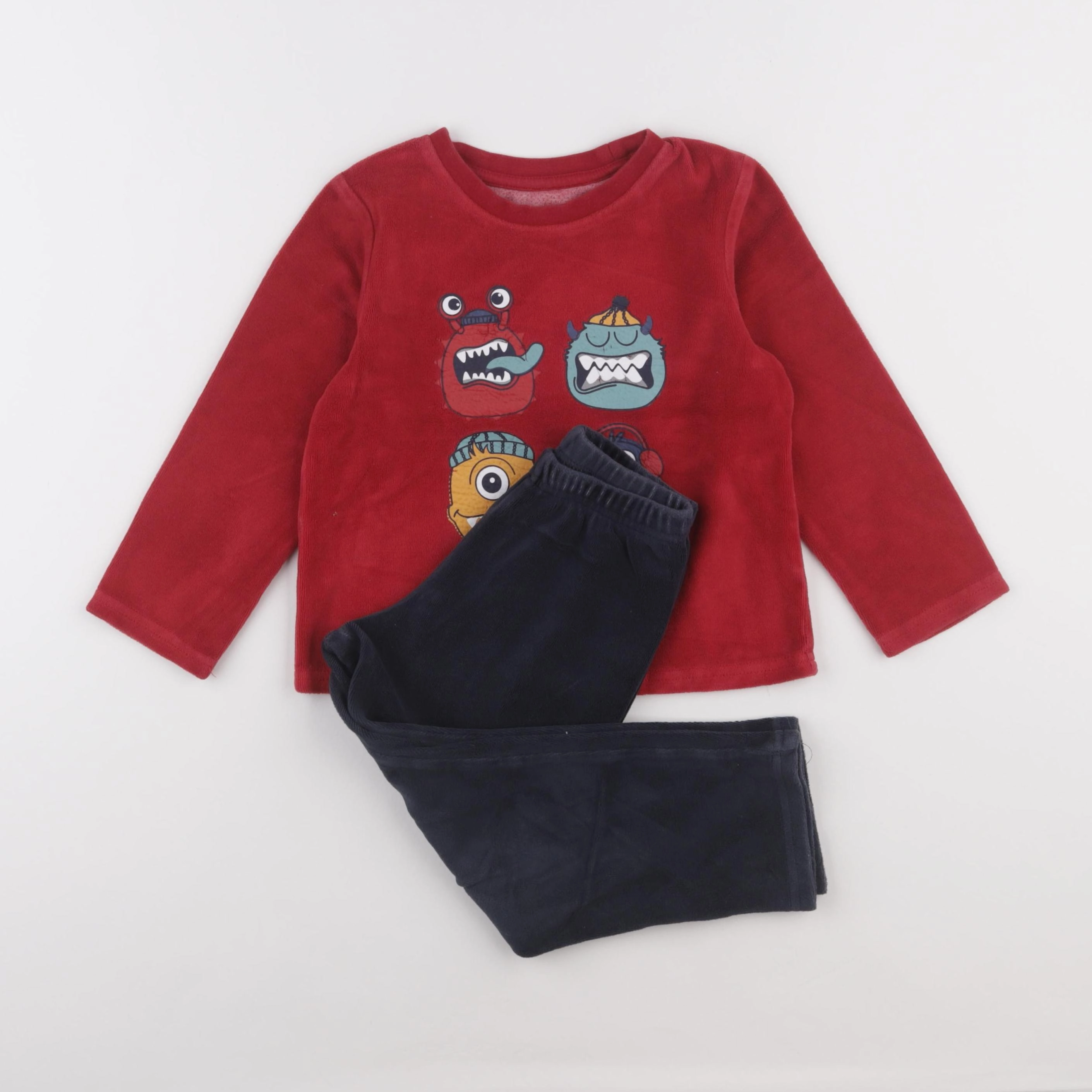 Vertbaudet - pyjama velours rouge - 4 ans