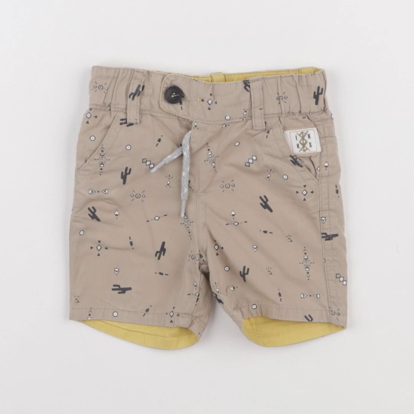 IKKS - short réversible beige, jaune - 3 mois