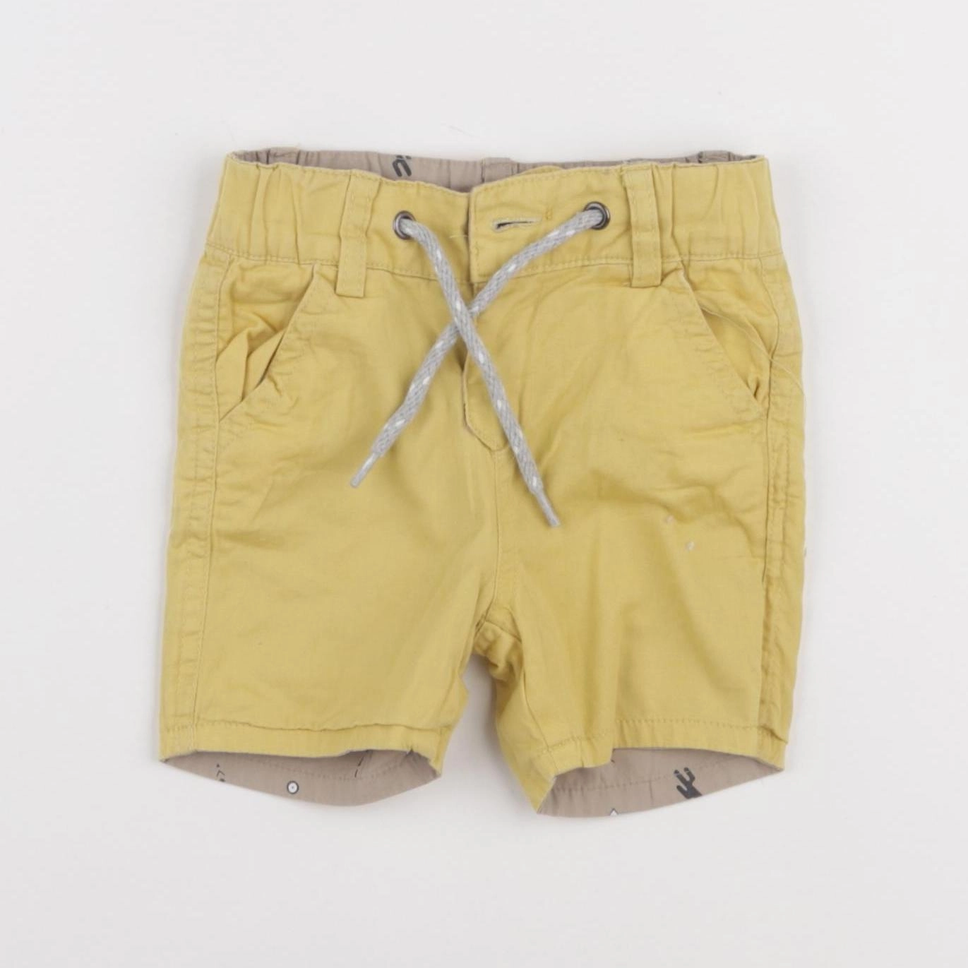 IKKS - short réversible beige, jaune - 3 mois