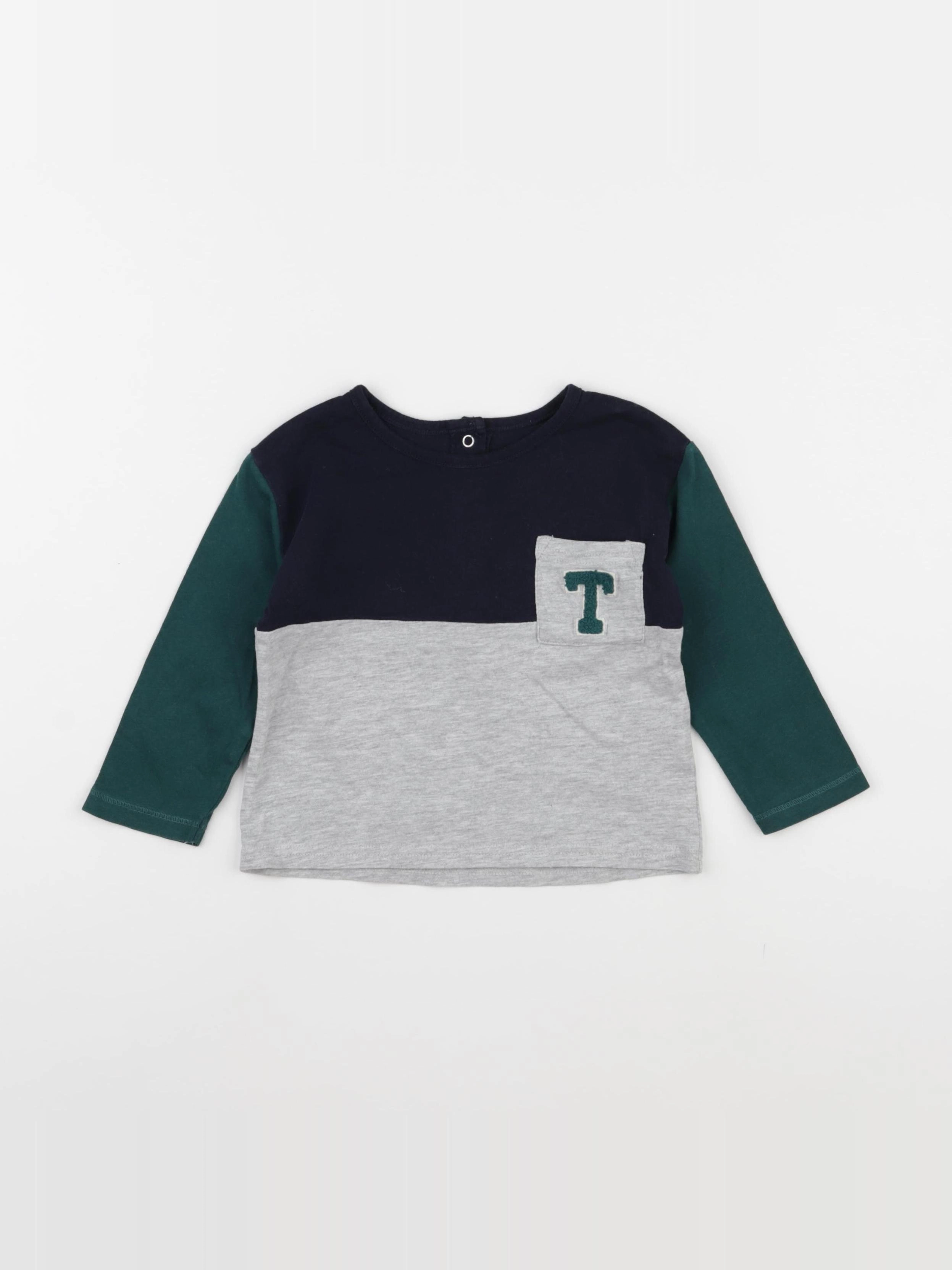 Vertbaudet - tee-shirt bleu, gris - 18 mois