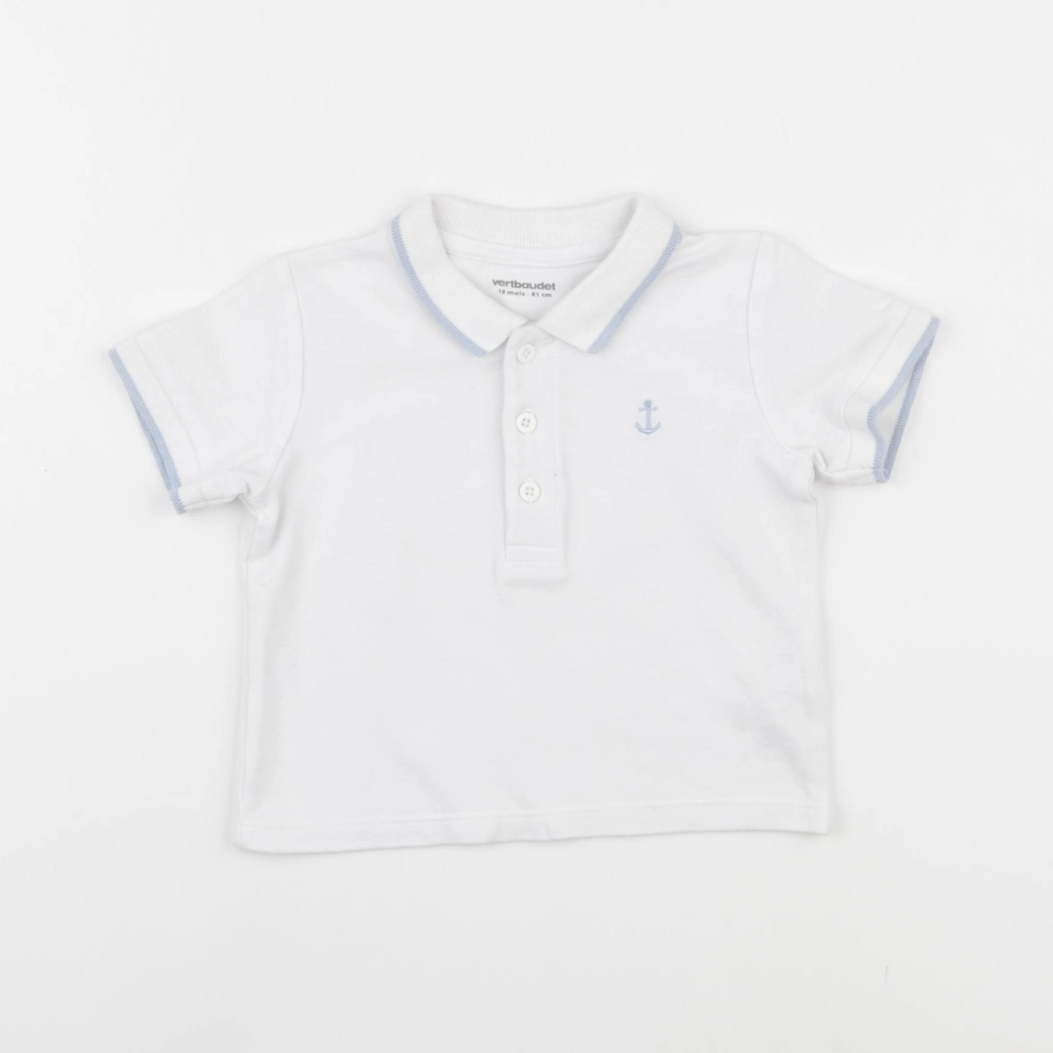 Vertbaudet - polo blanc - 18 mois