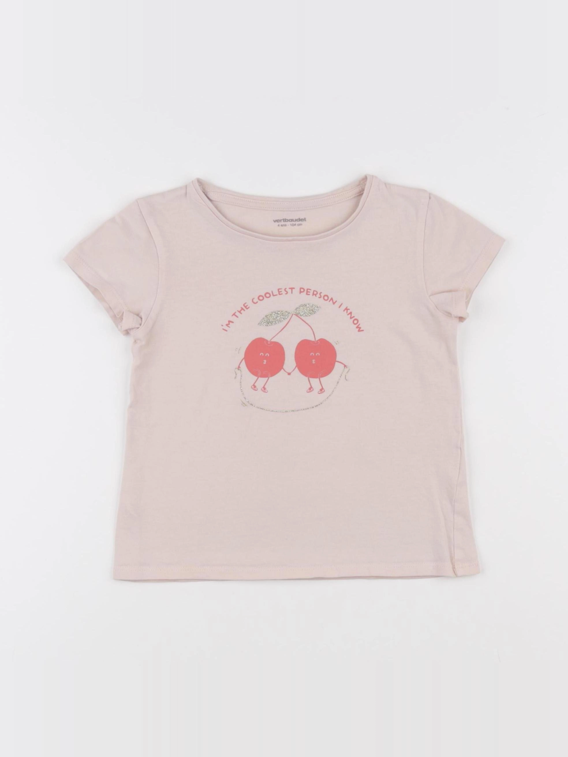 Vertbaudet - tee-shirt rose - 4 ans