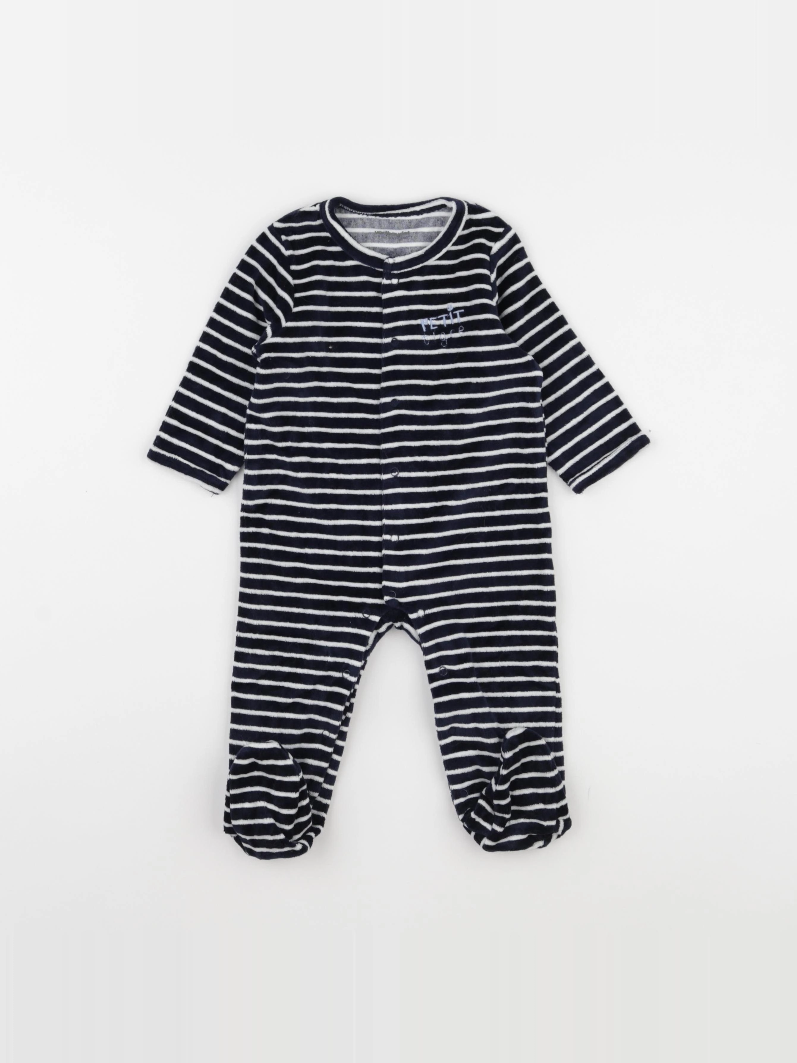 Vertbaudet - pyjama velours bleu - 9 mois