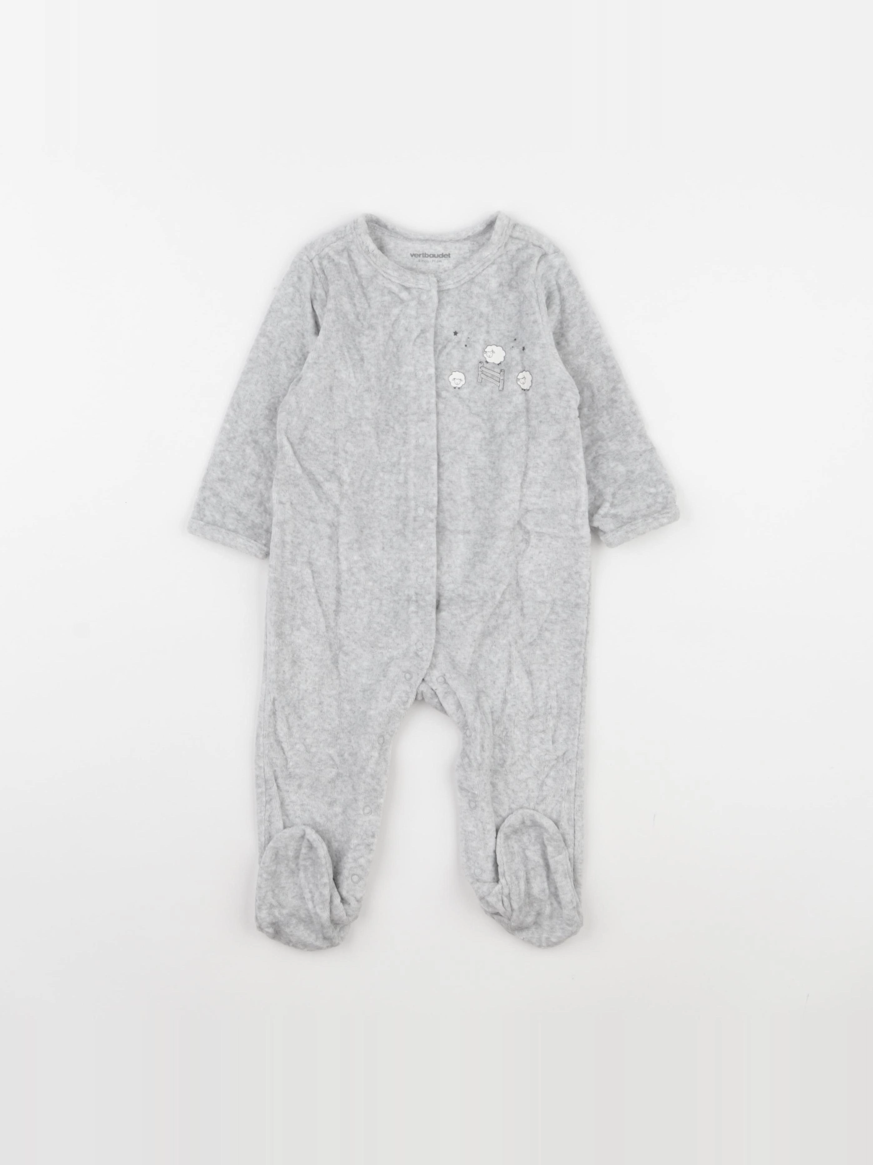 Vertbaudet - pyjama velours gris - 9 mois