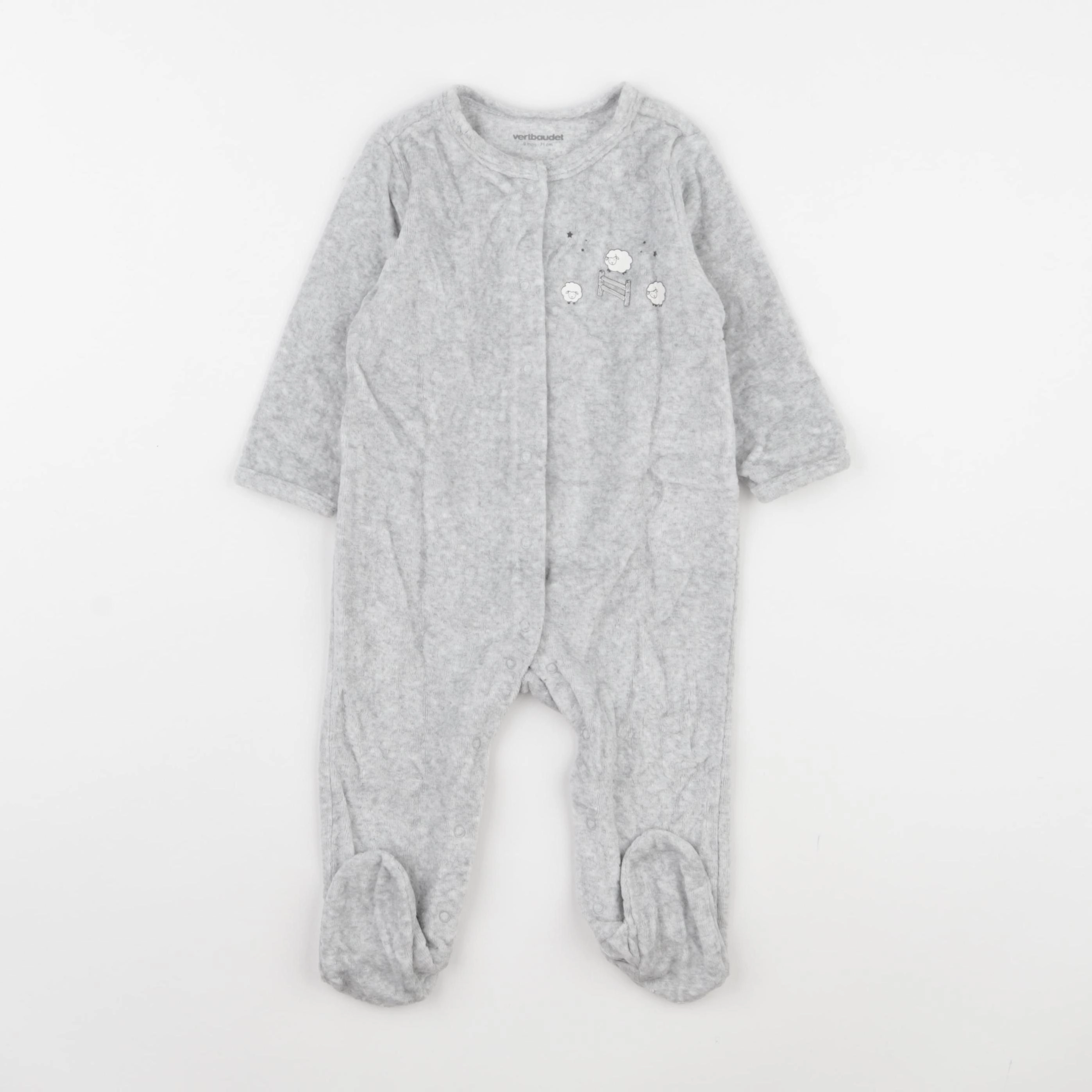 Vertbaudet - pyjama velours gris - 9 mois
