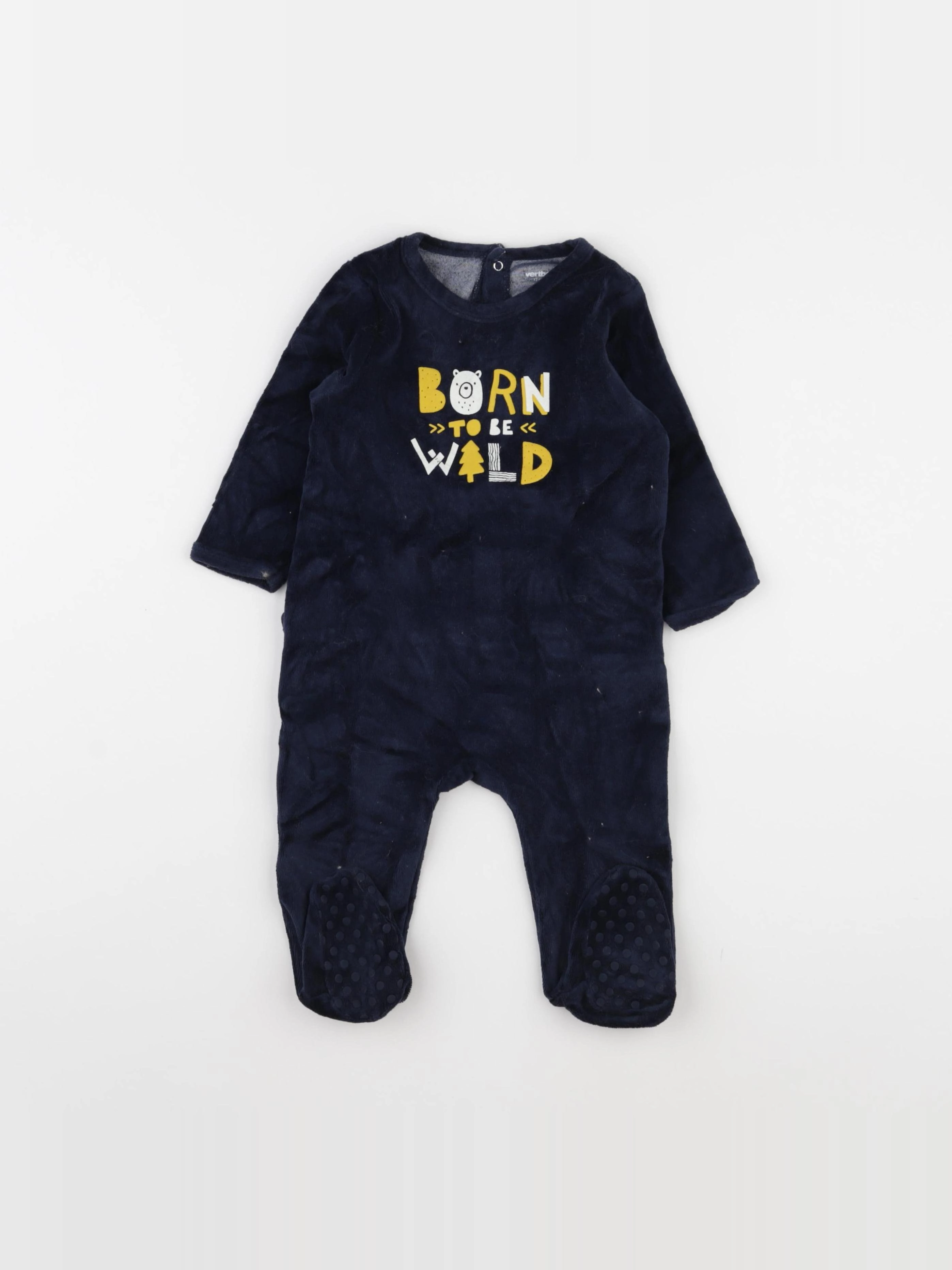 Vertbaudet - pyjama velours bleu - 12 mois