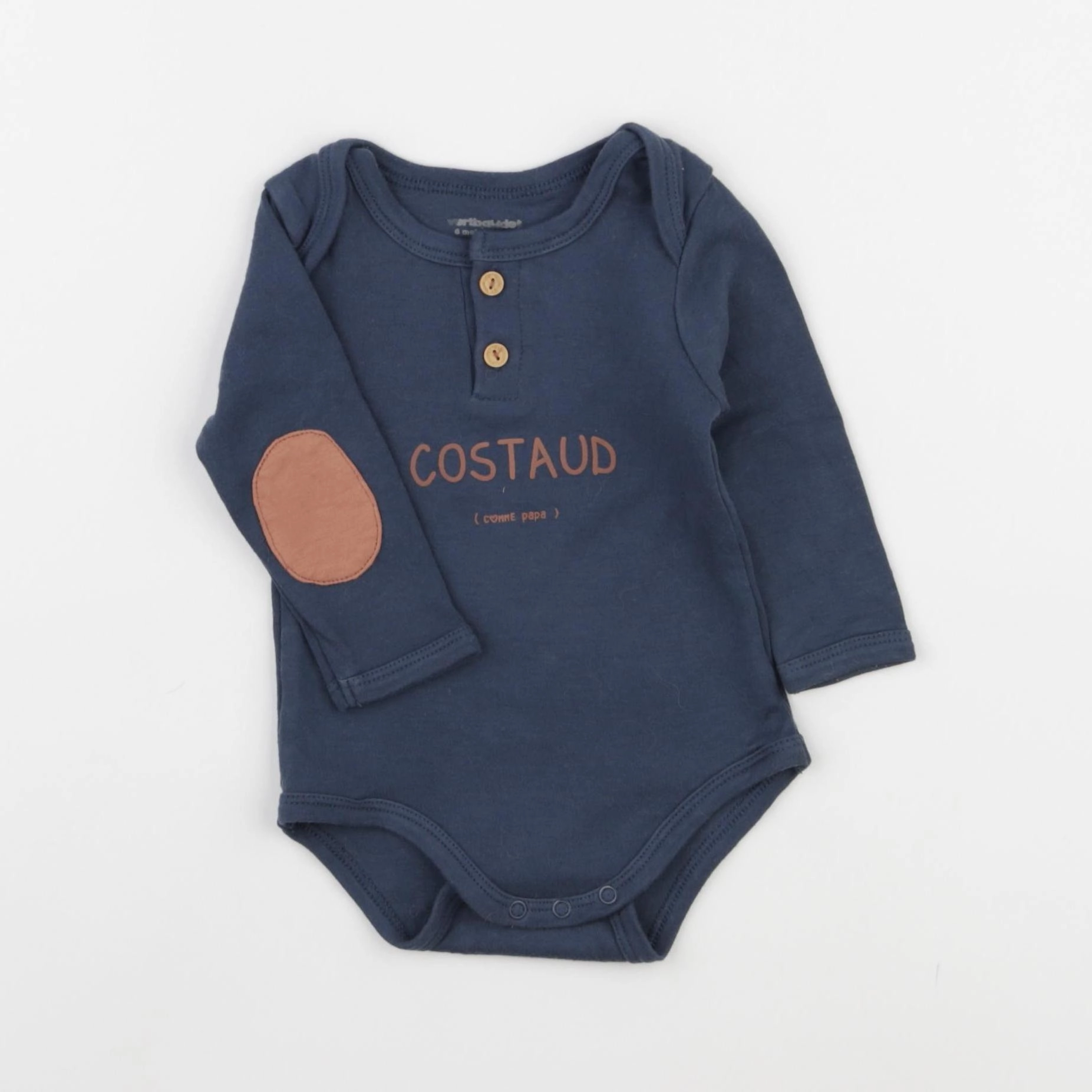 Vertbaudet - body tee-shirt bleu - 6 mois