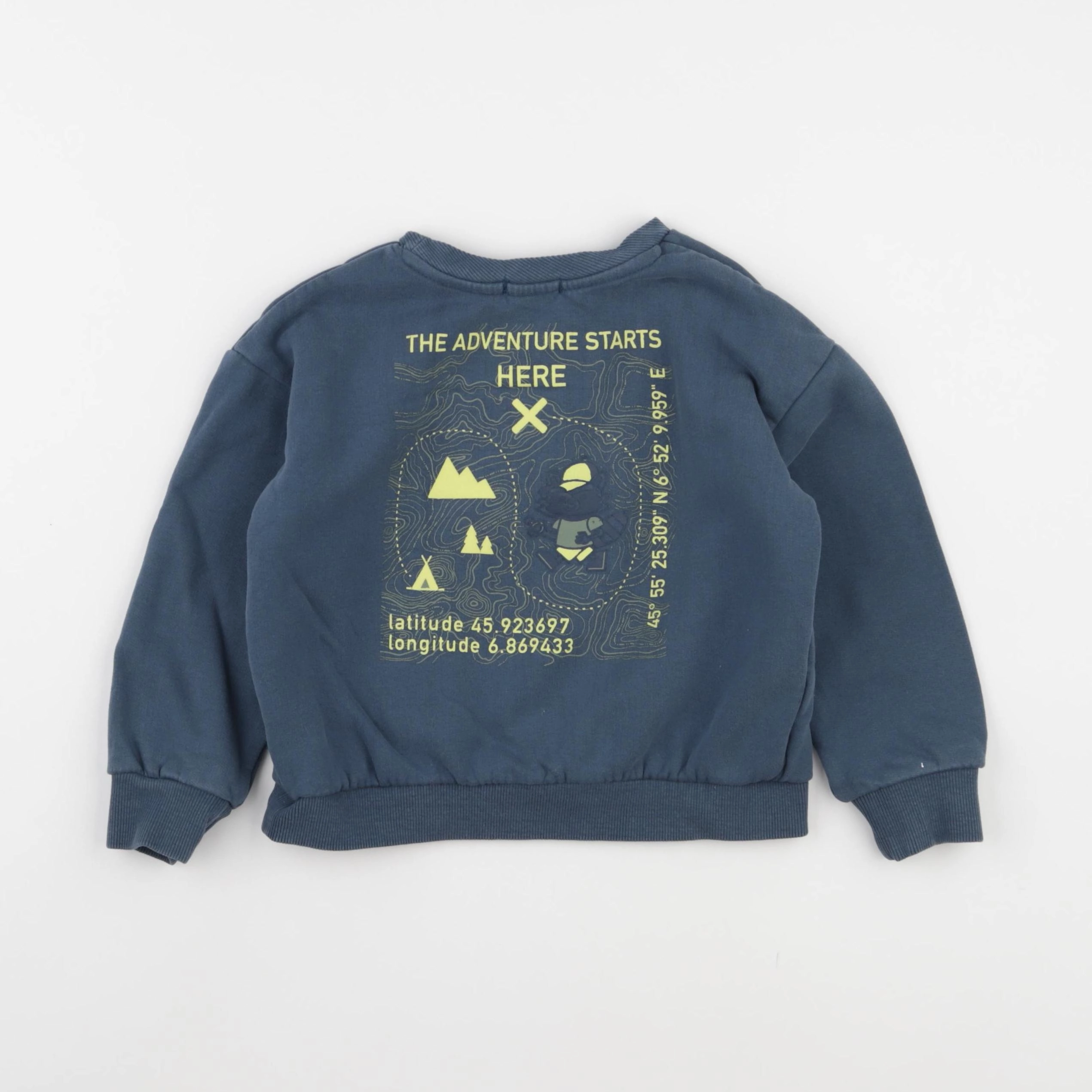 Vertbaudet - sweat imprimé au dos bleu - 4 ans