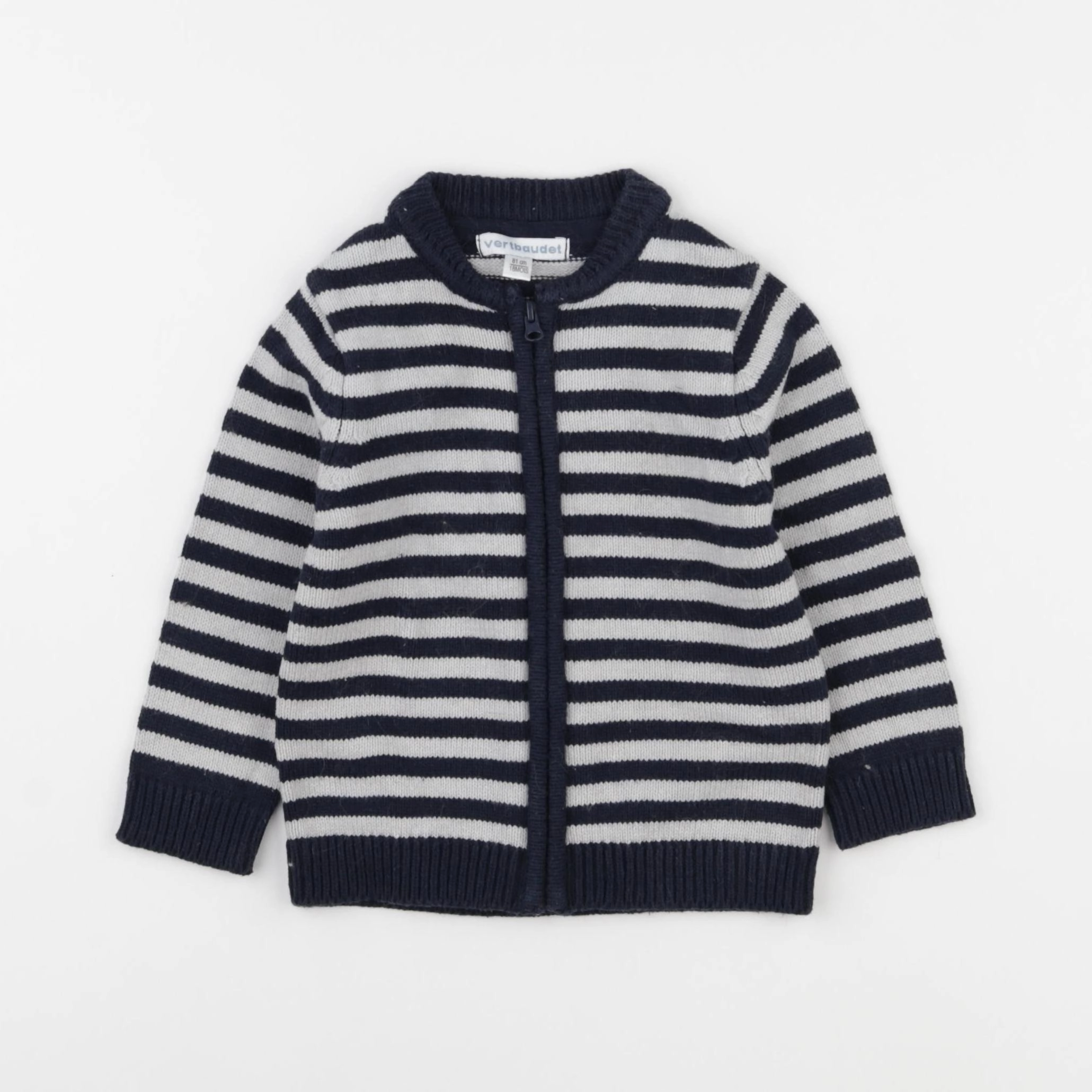 Vertbaudet - gilet blanc, bleu - 18 mois
