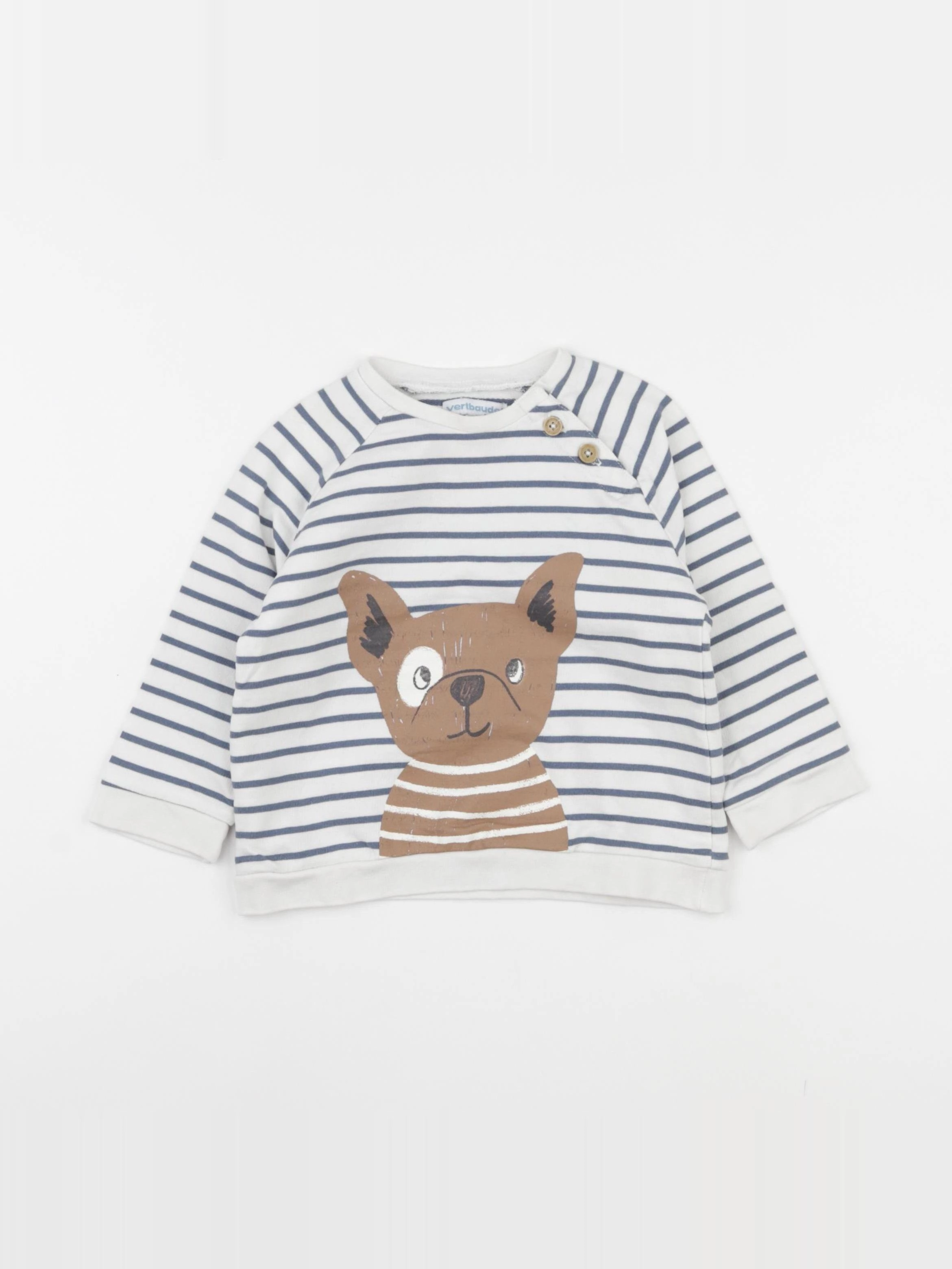 Vertbaudet - sweat blanc, bleu - 24 mois