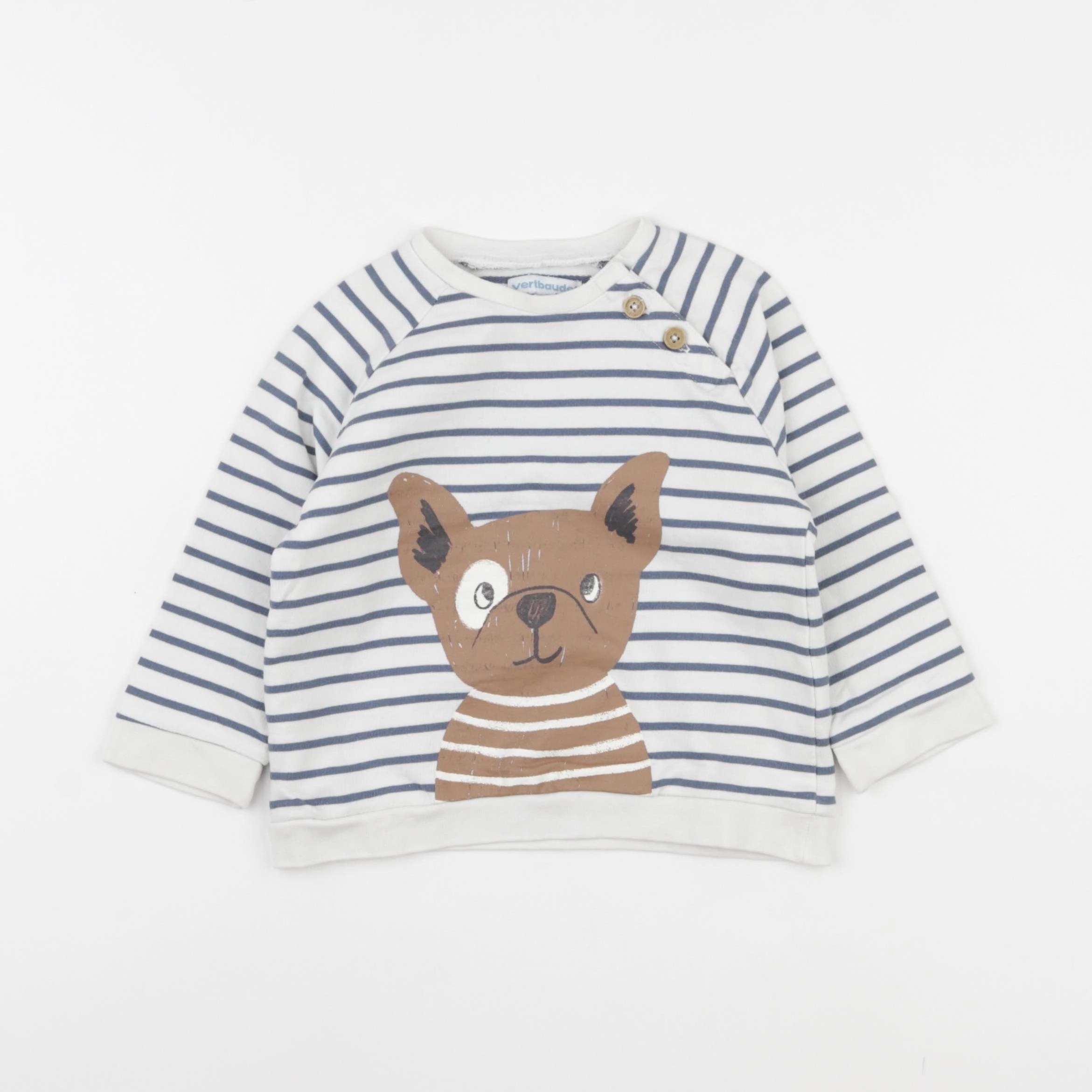 Vertbaudet - sweat blanc, bleu - 24 mois