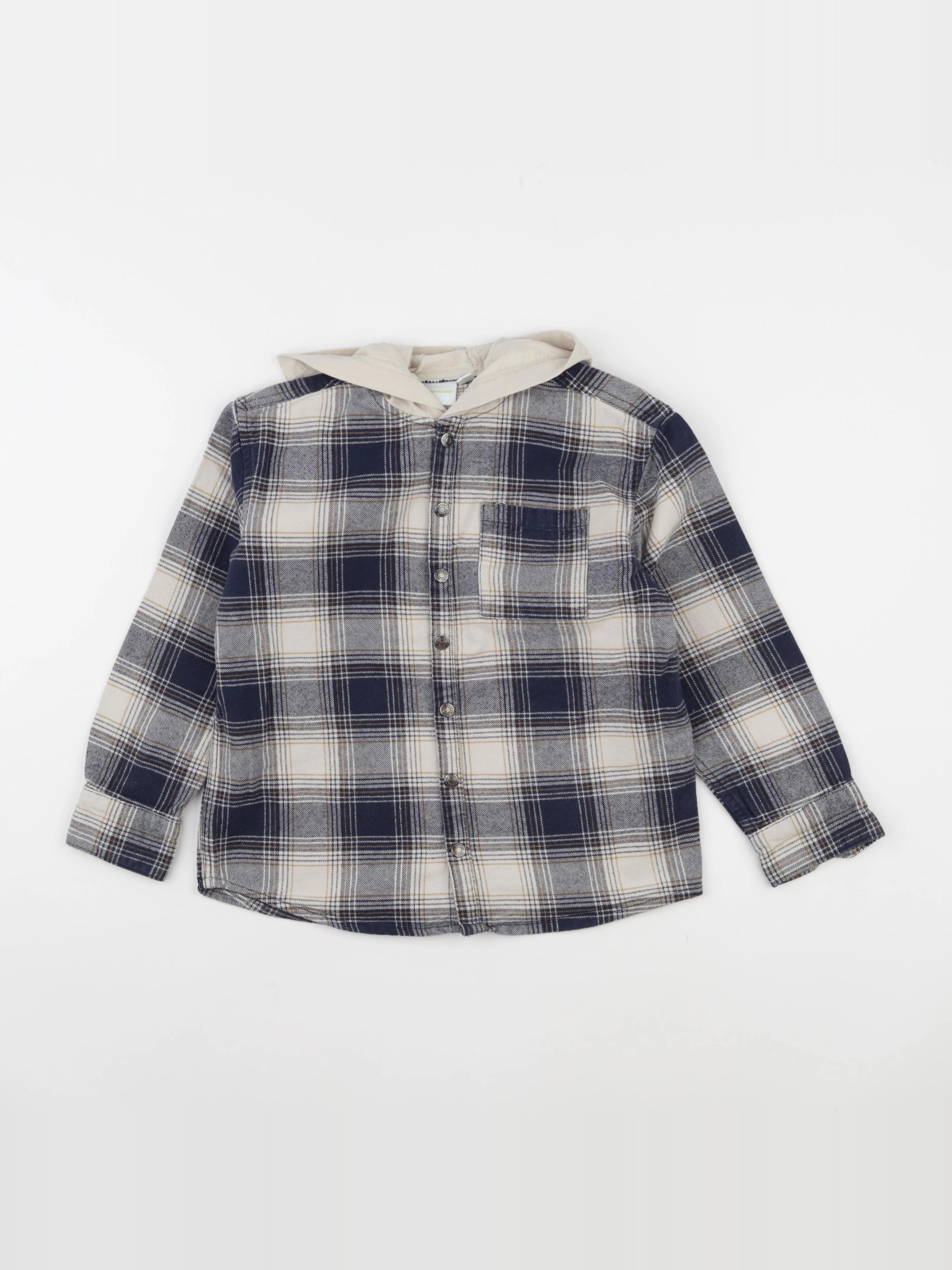 Vertbaudet - chemise beige, bleu - 8 ans