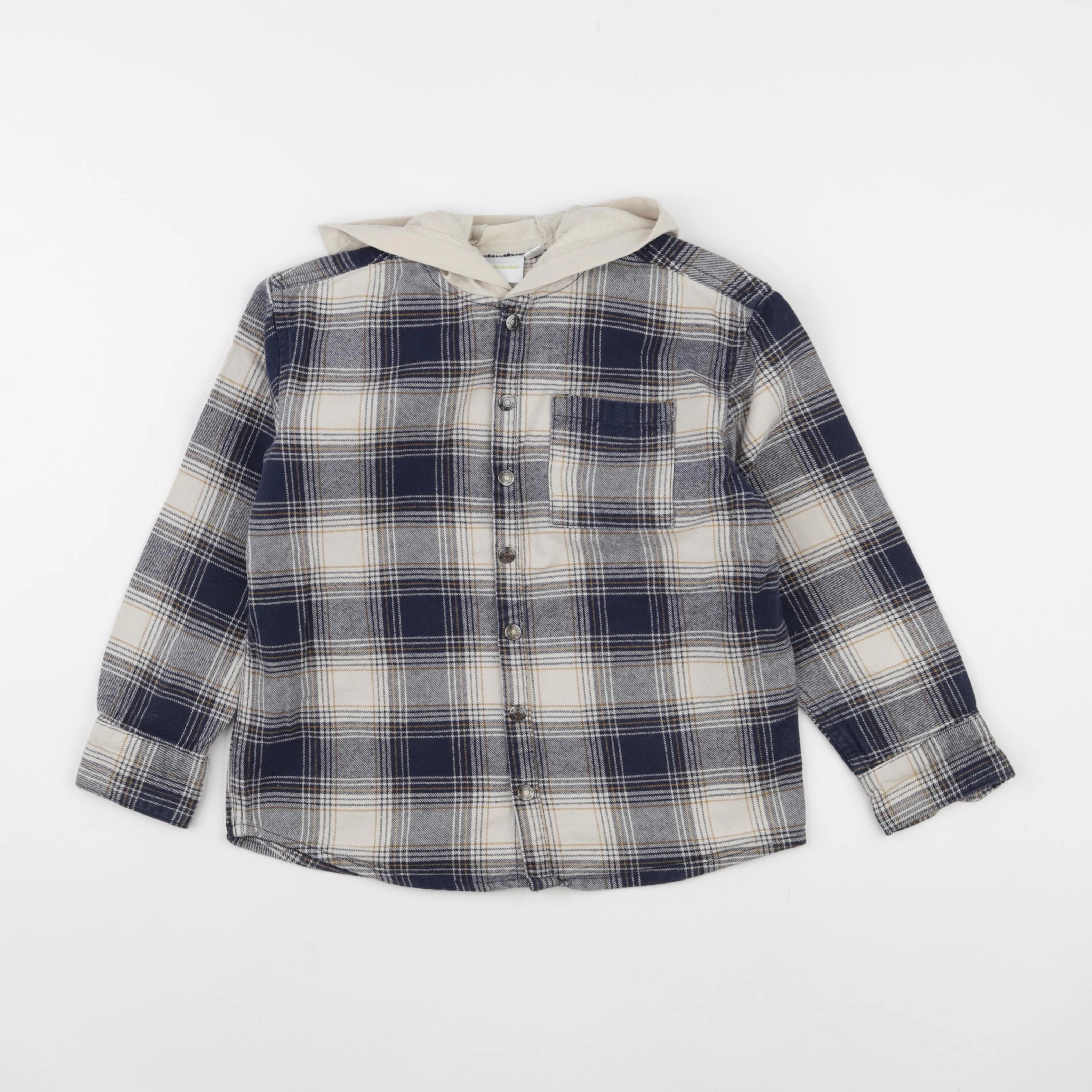 Vertbaudet - chemise beige, bleu - 8 ans