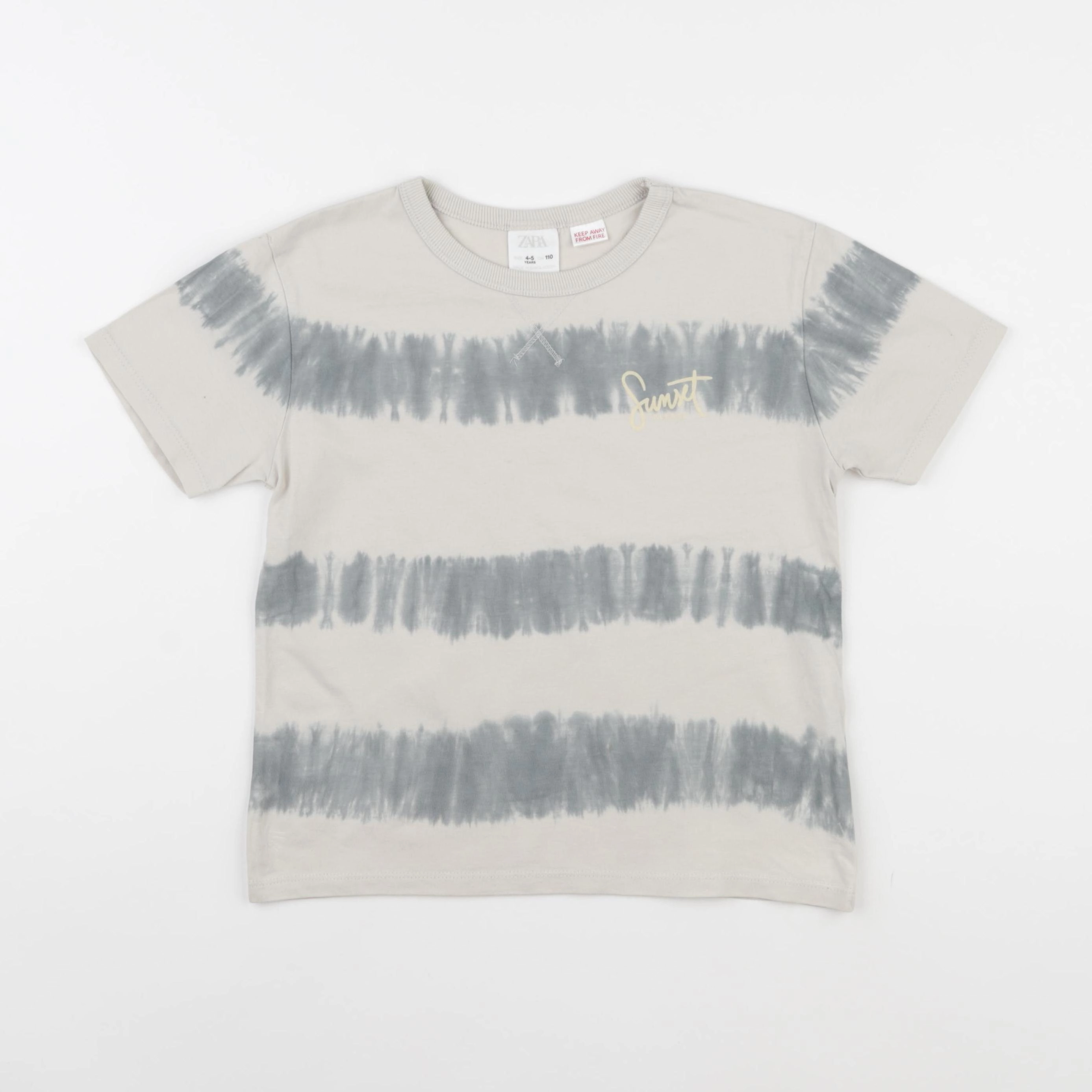 Zara - tee-shirt beige, bleu - 4/5 ans