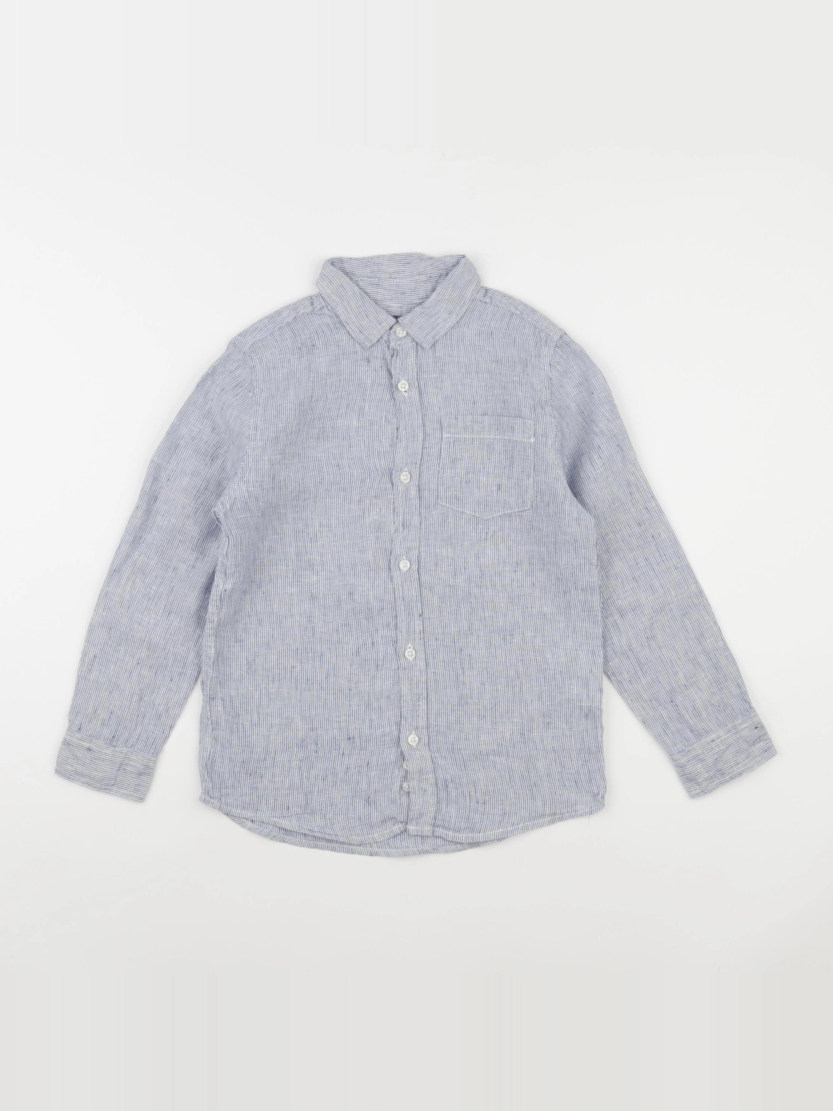 Monoprix - chemise blanc, bleu - 8 ans