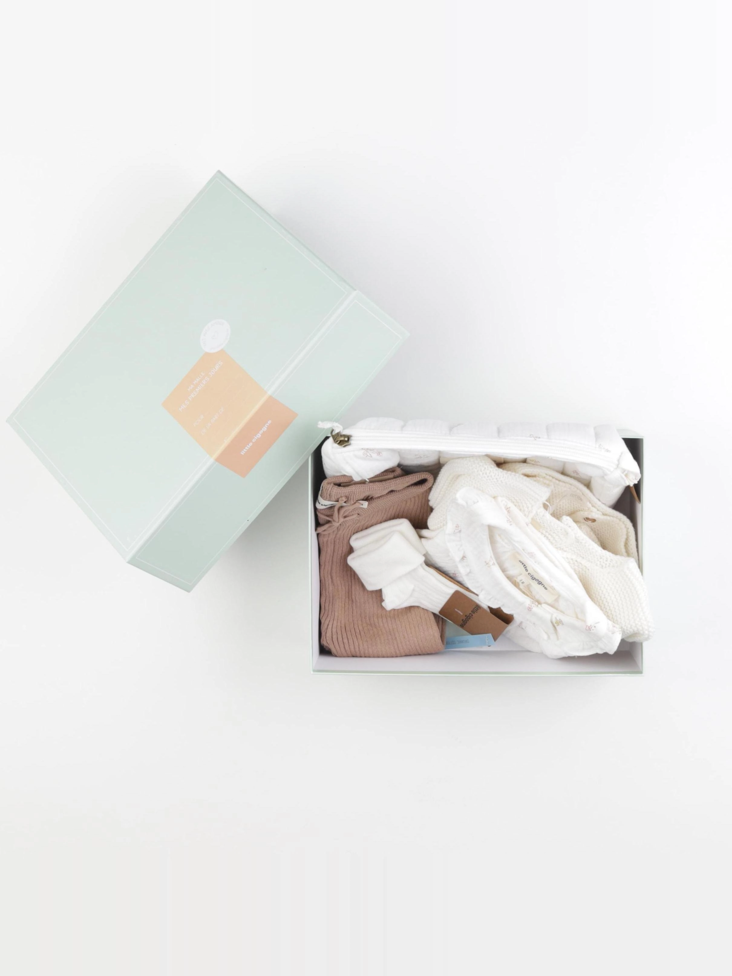 Little Cigogne - Malle naissance "Première tenue en fleurs" fille - 12 mois