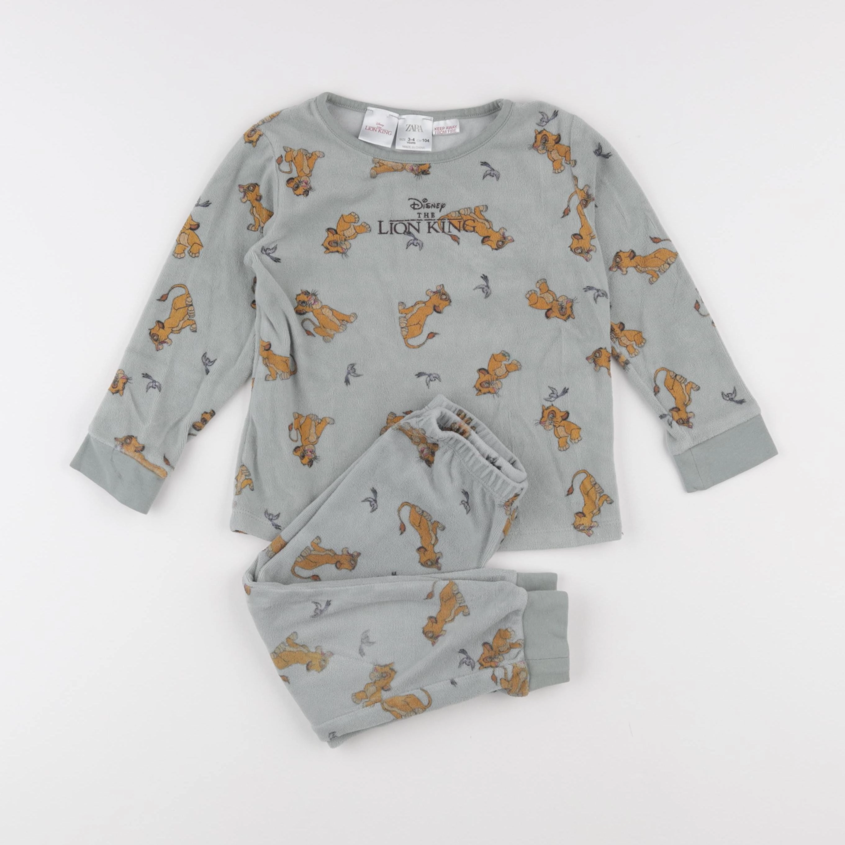 Zara - pyjama velours vert - 3/4 ans