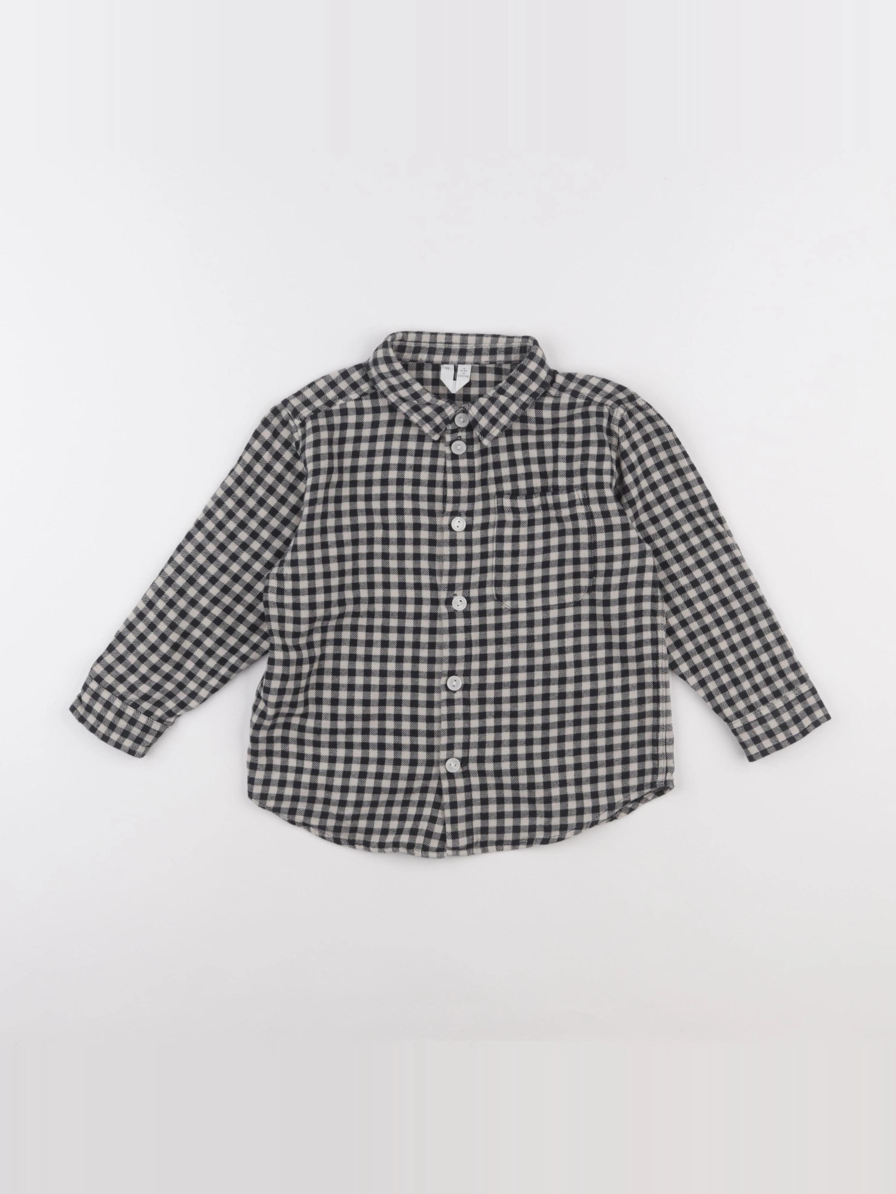 Arket - chemise beige, noir - 2/3 ans