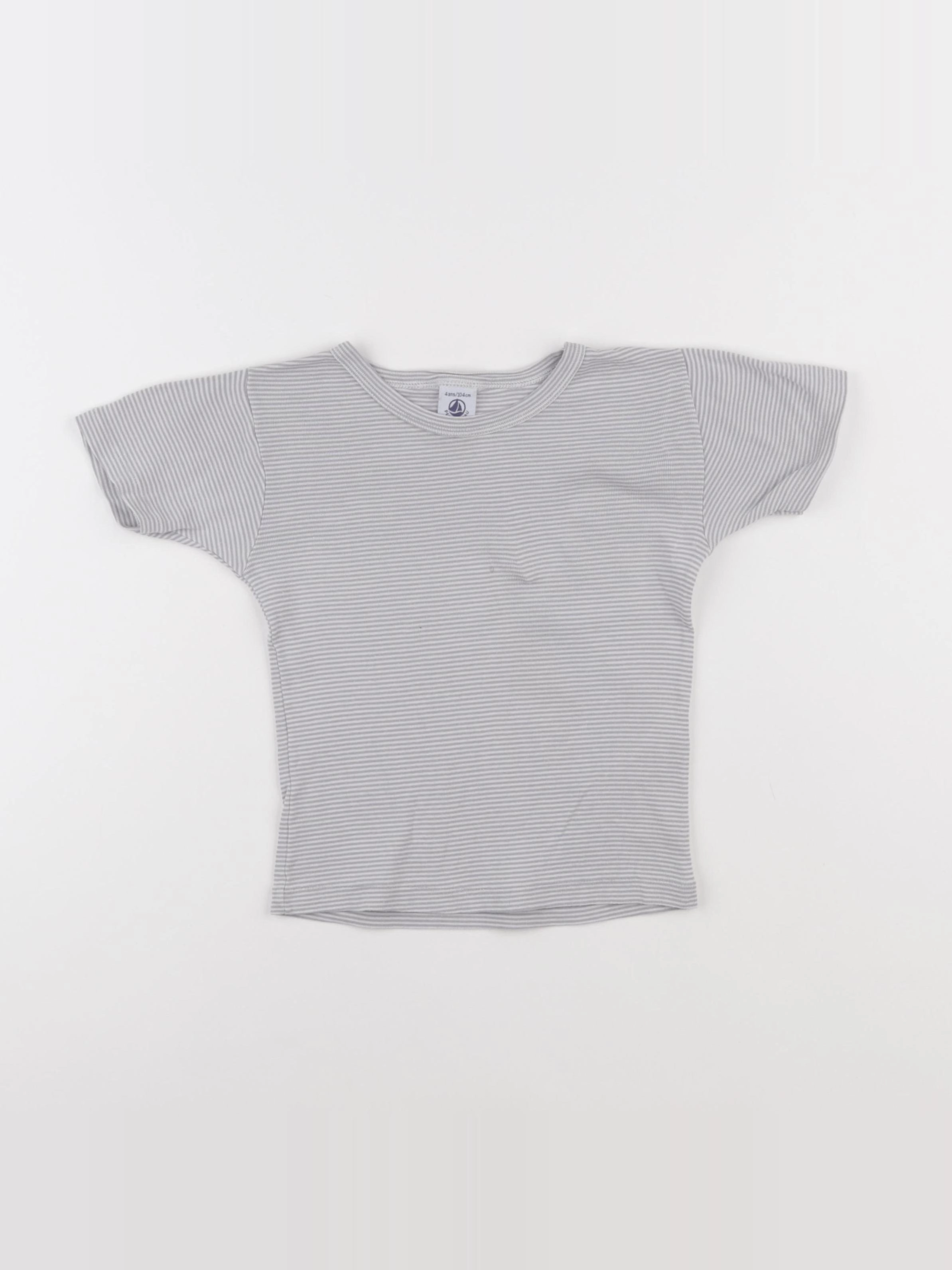 Petit Bateau - maillot de corps blanc, gris - 4 ans