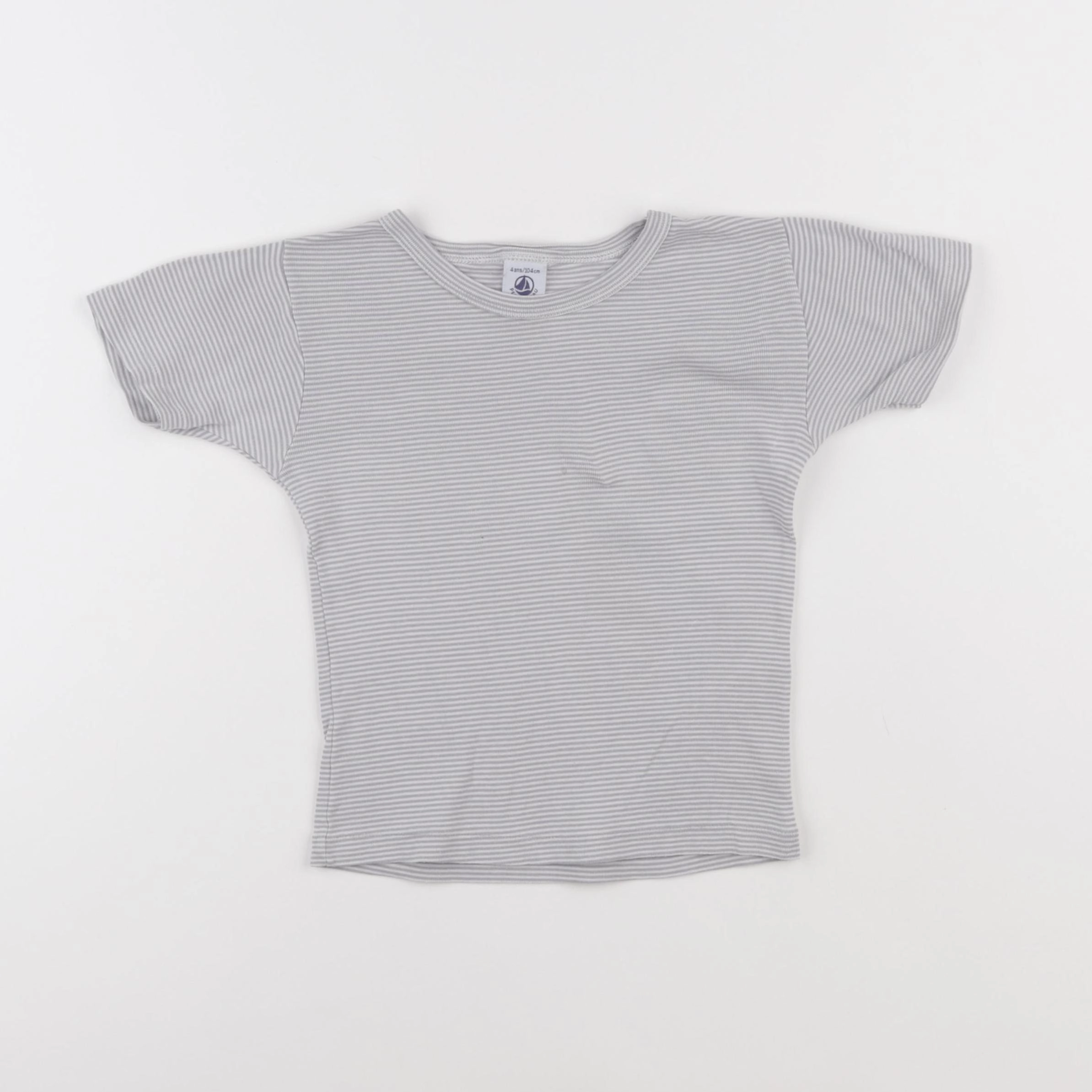 Petit Bateau - maillot de corps blanc, gris - 4 ans