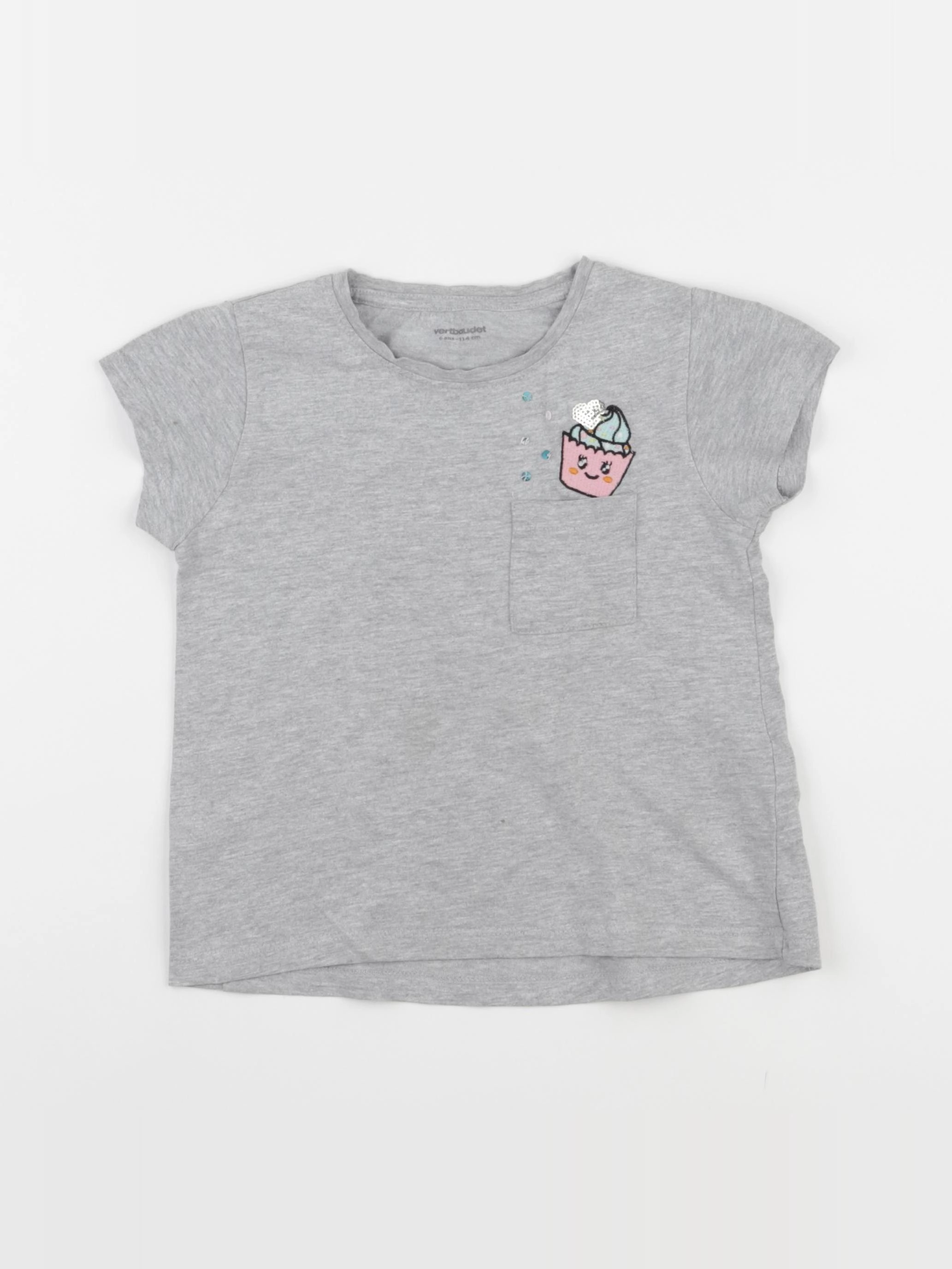 Vertbaudet - tee-shirt gris - 6 ans