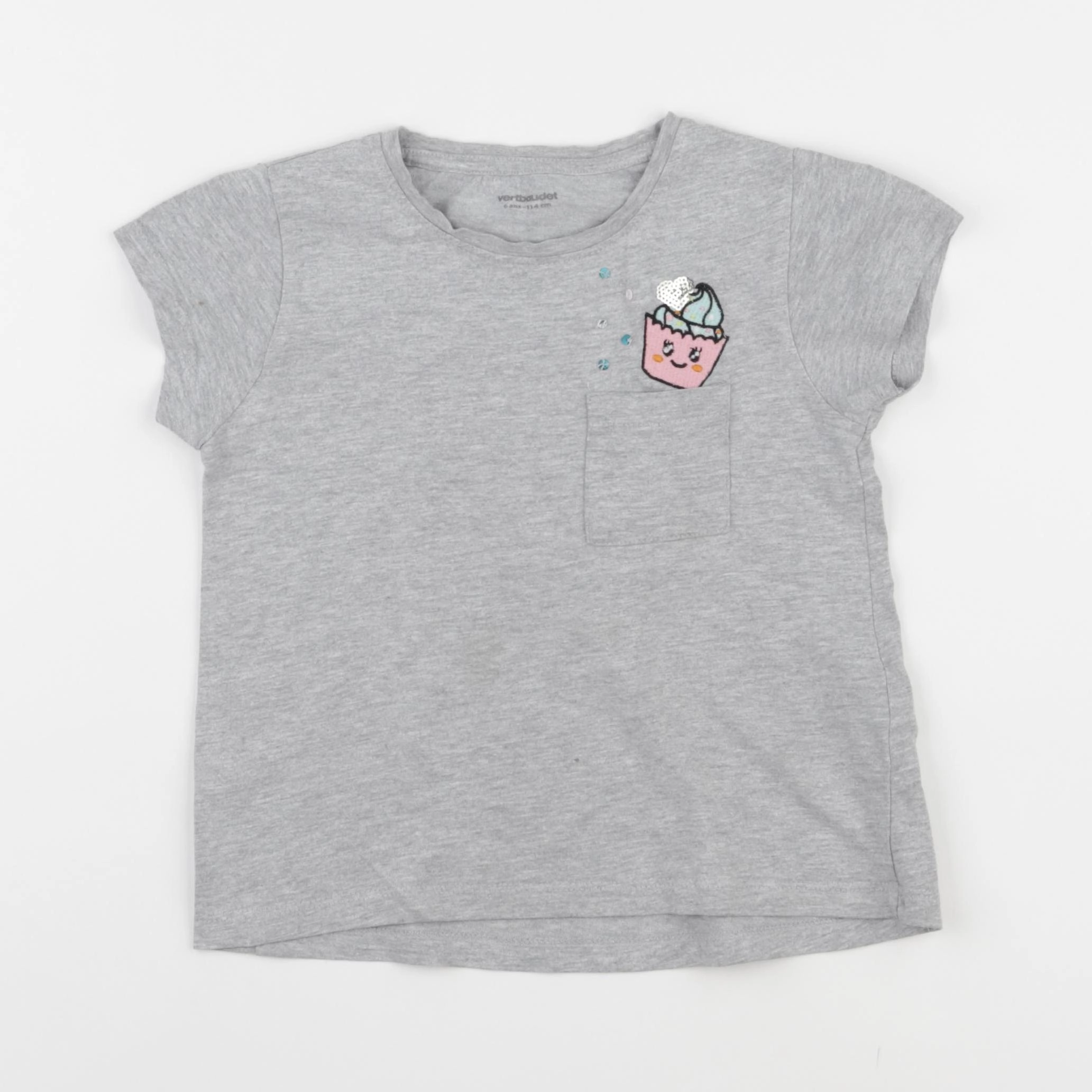 Vertbaudet - tee-shirt gris - 6 ans