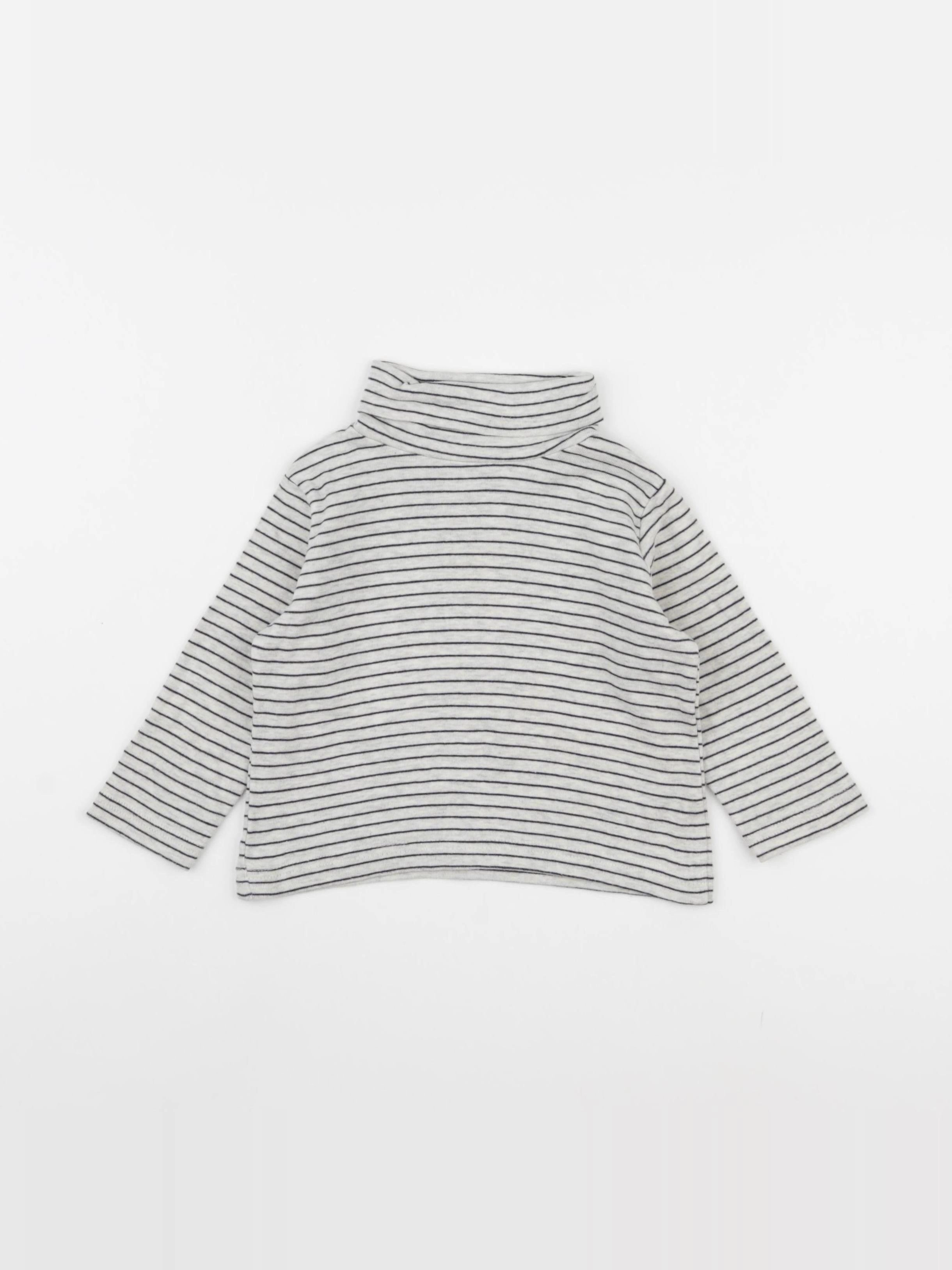 Vertbaudet - sous-pull bleu, gris - 2 ans