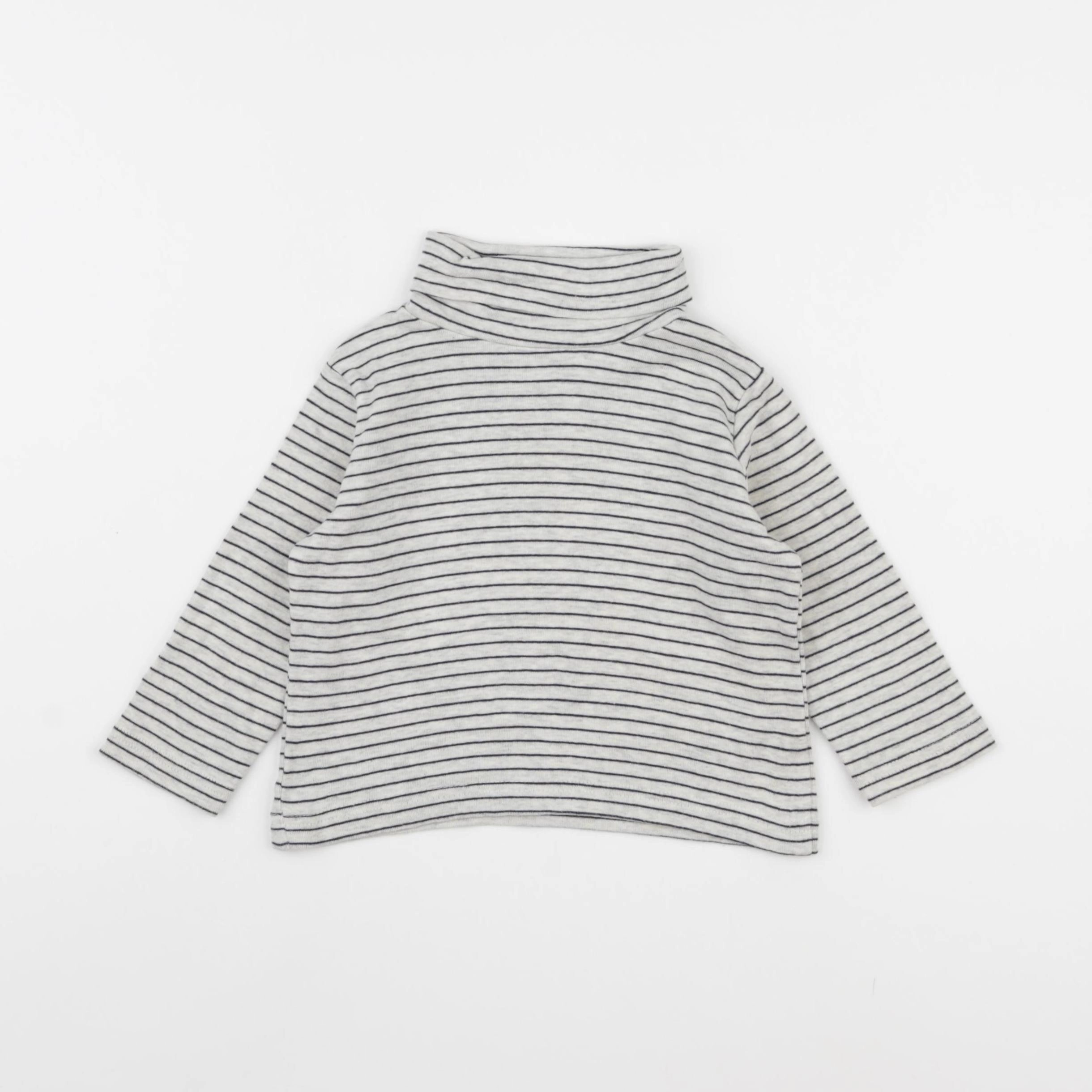 Vertbaudet - sous-pull bleu, gris - 2 ans