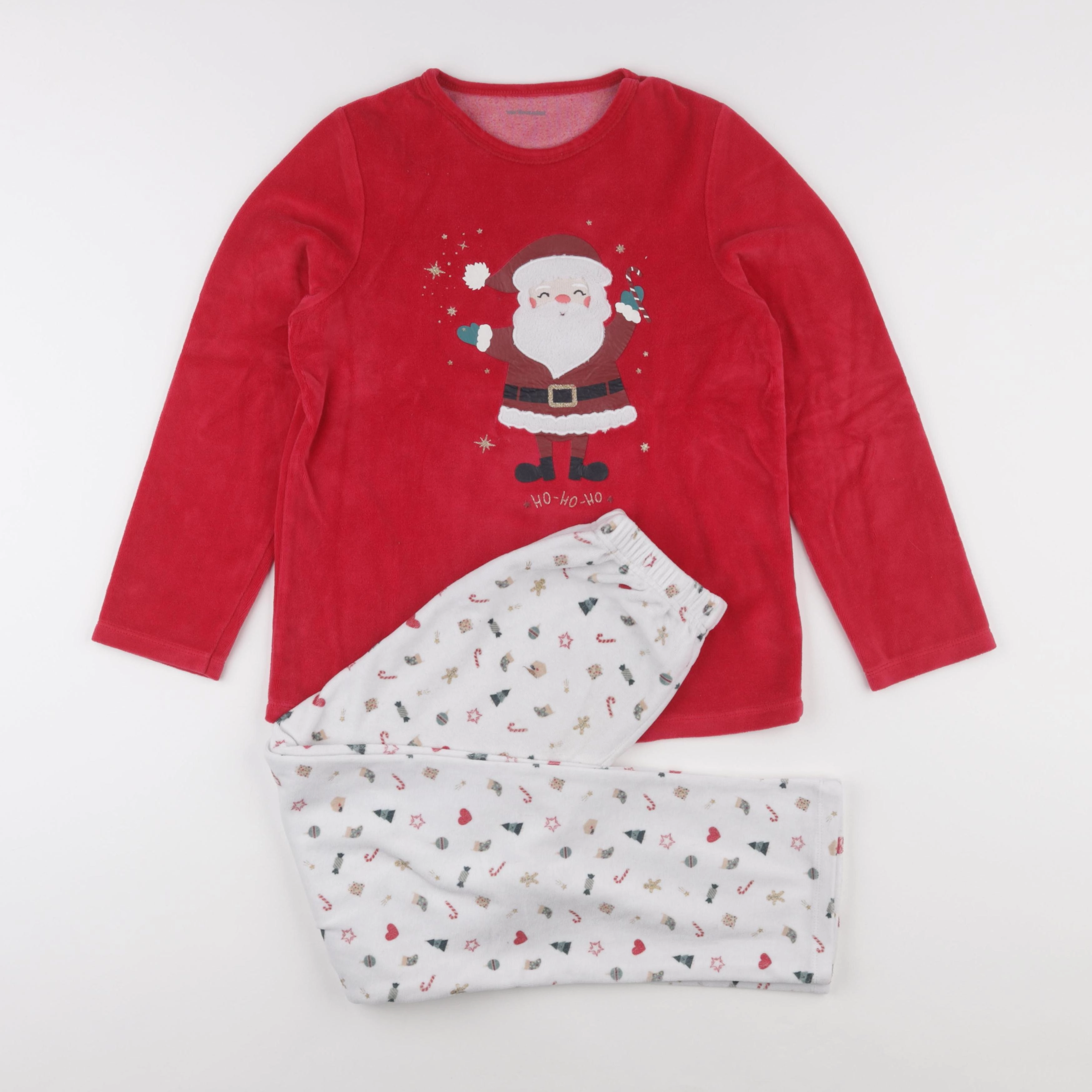 Vertbaudet - pyjama velours blanc, rouge - 12 ans
