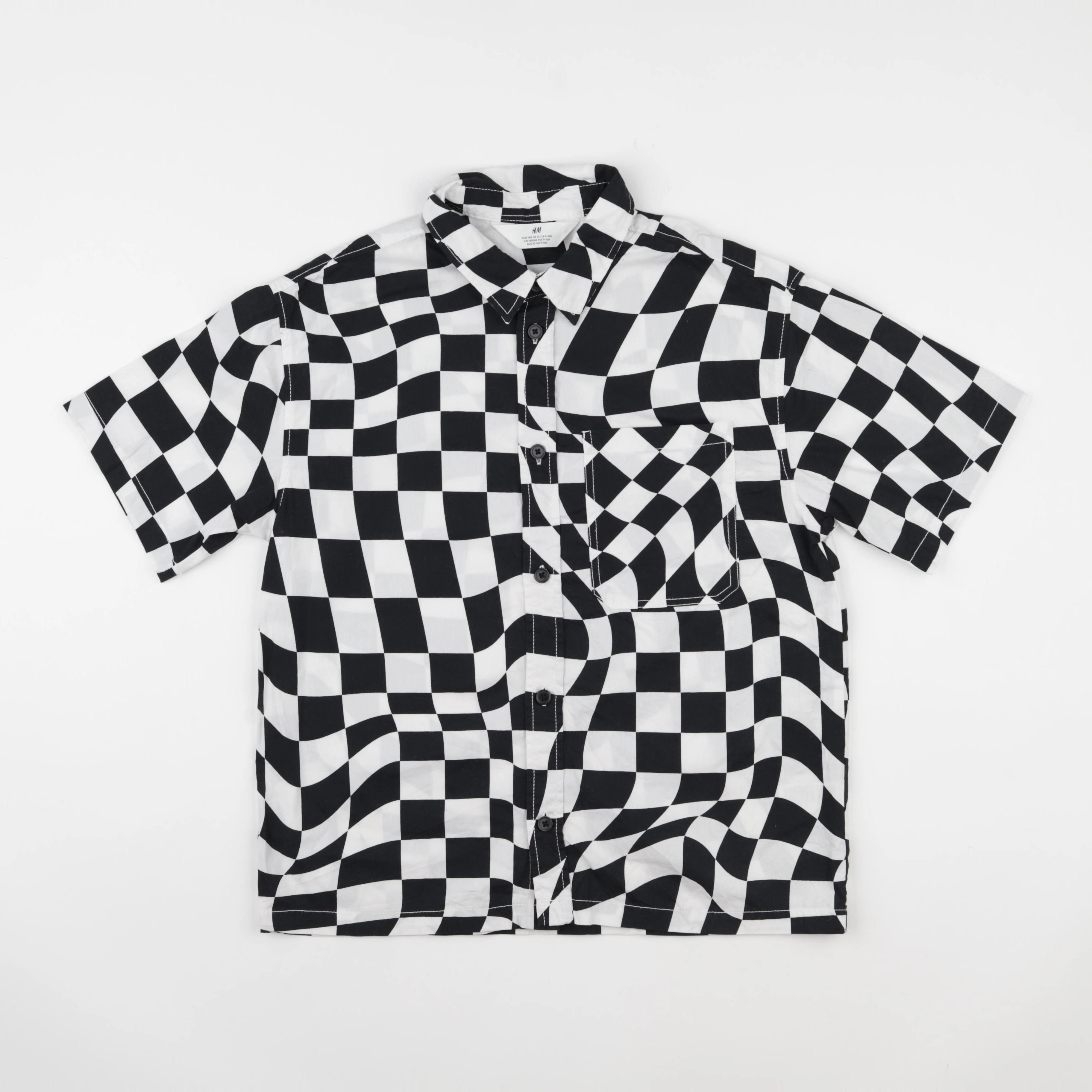H&M - chemise blanc, noir - 9/10 ans