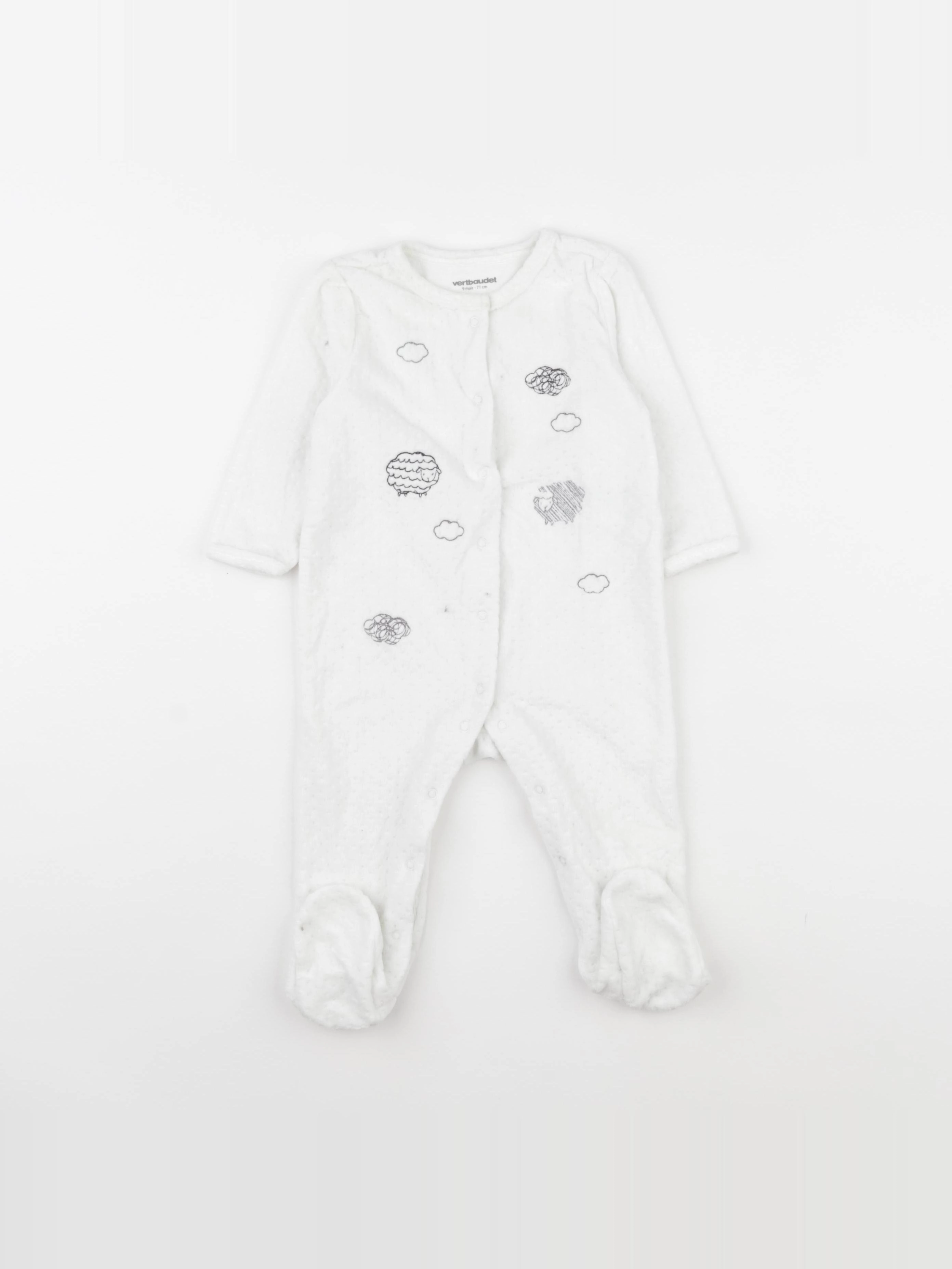 Vertbaudet - pyjama velours blanc - 9 mois