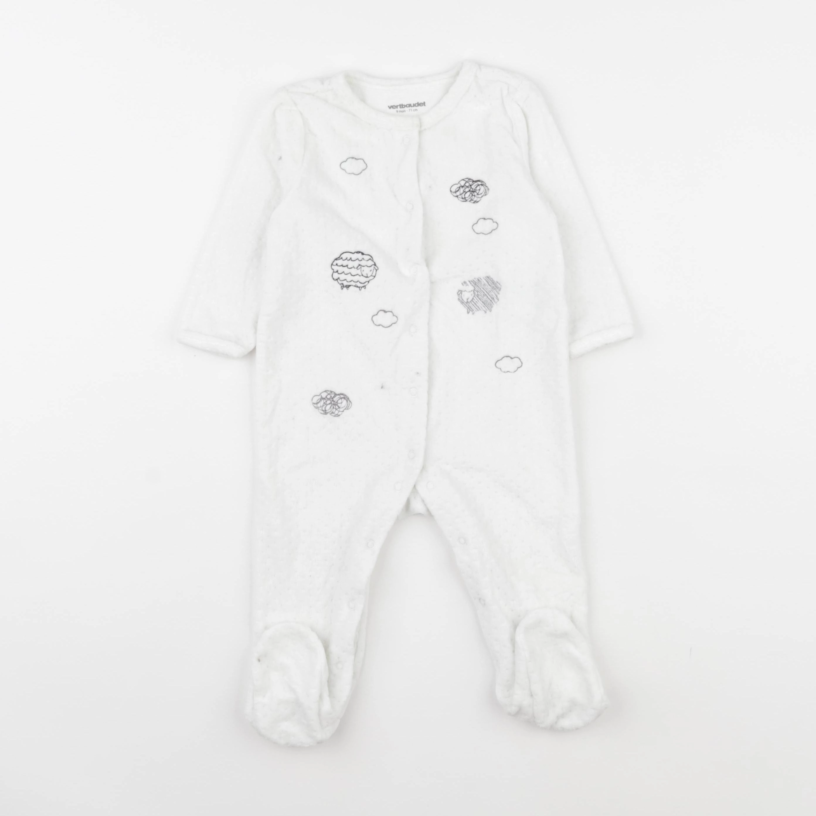 Vertbaudet - pyjama velours blanc - 9 mois