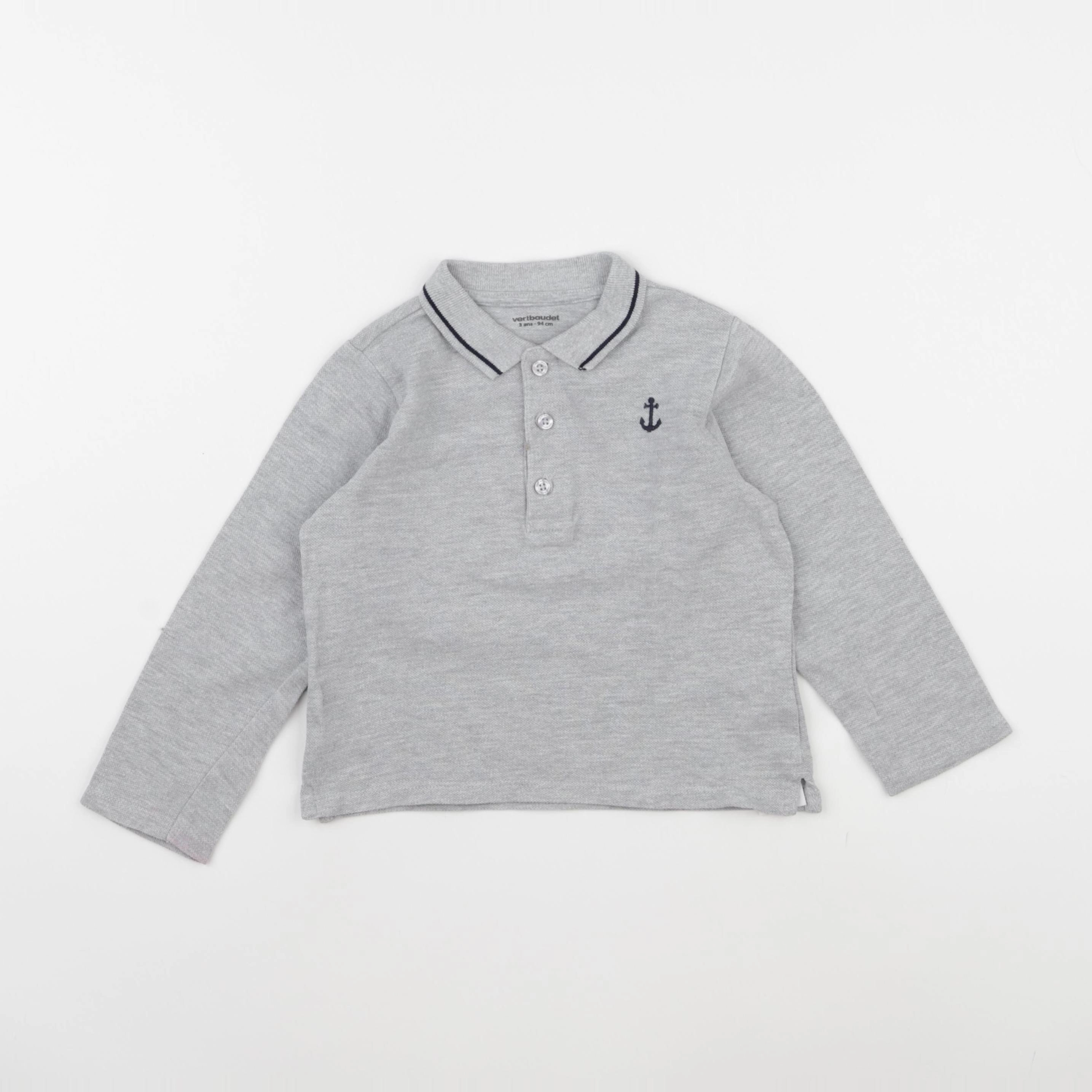 Vertbaudet - polo gris - 3 ans