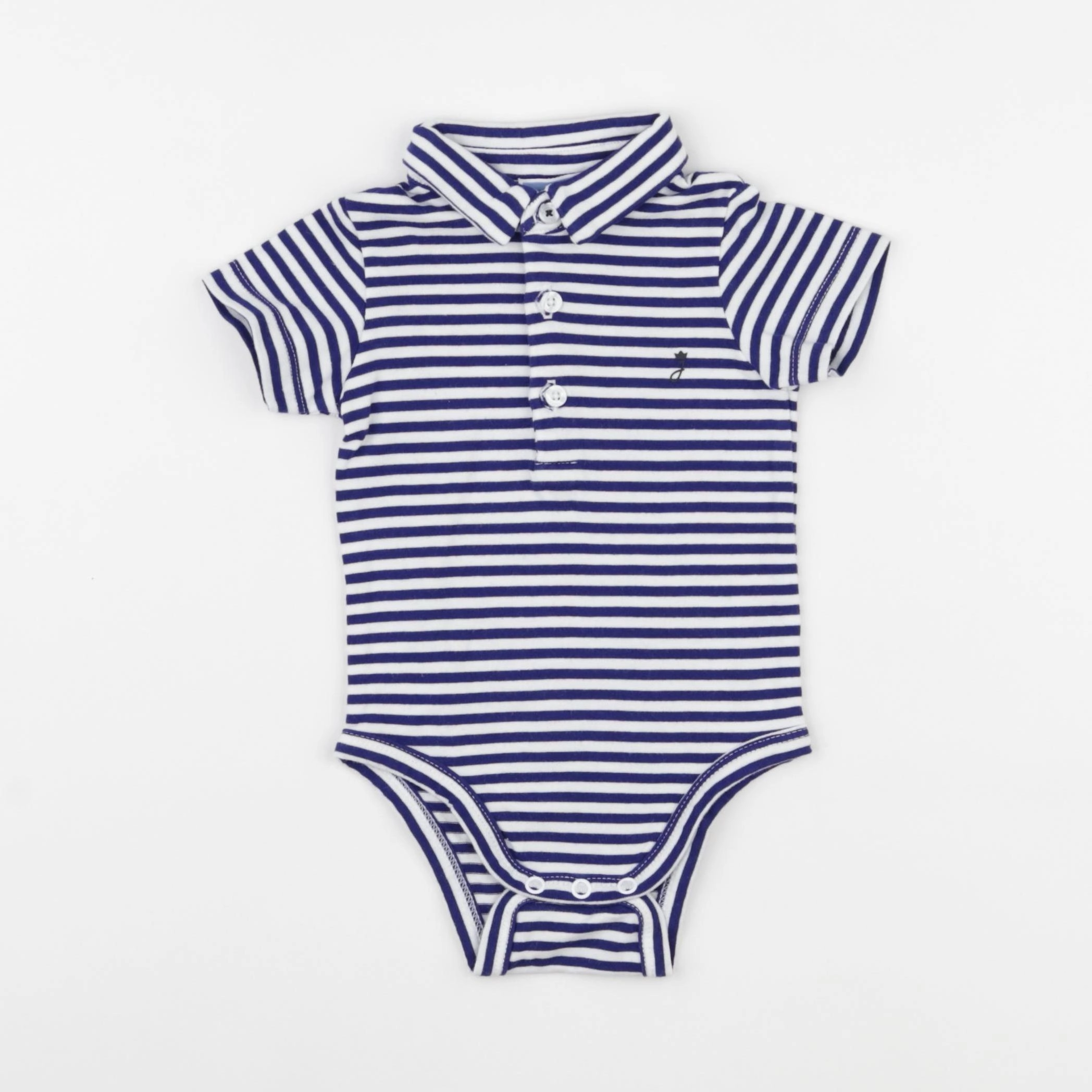 Jacadi - body à col blanc, bleu - 6 mois