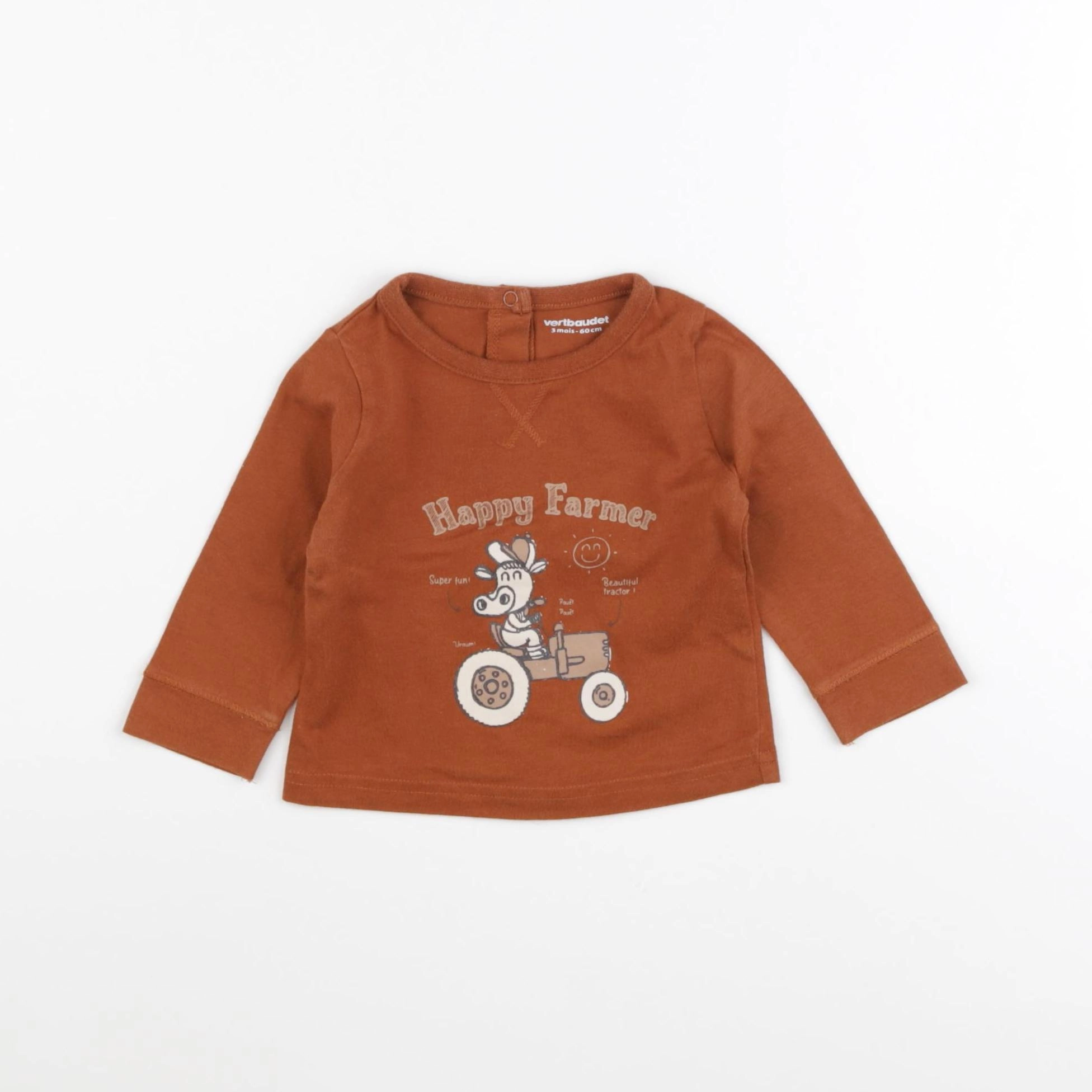 Vertbaudet - tee-shirt marron - 3 mois