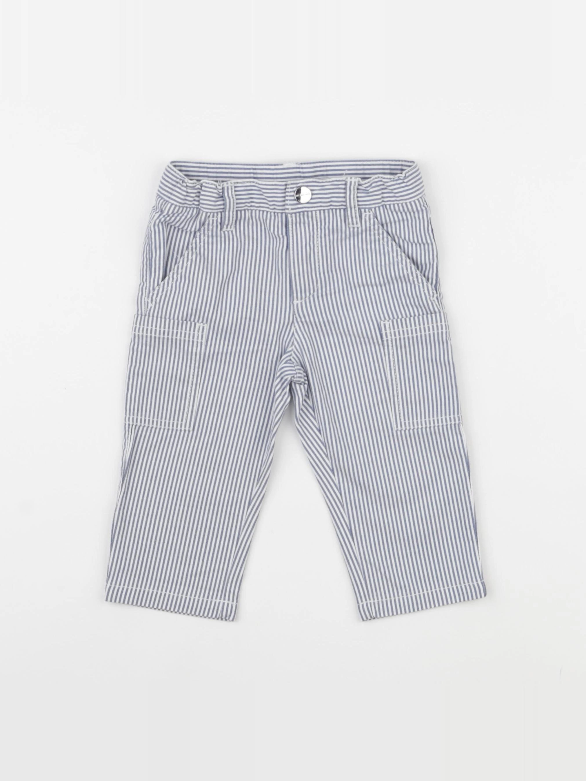 Jacadi - pantalon blanc, bleu - 12 mois