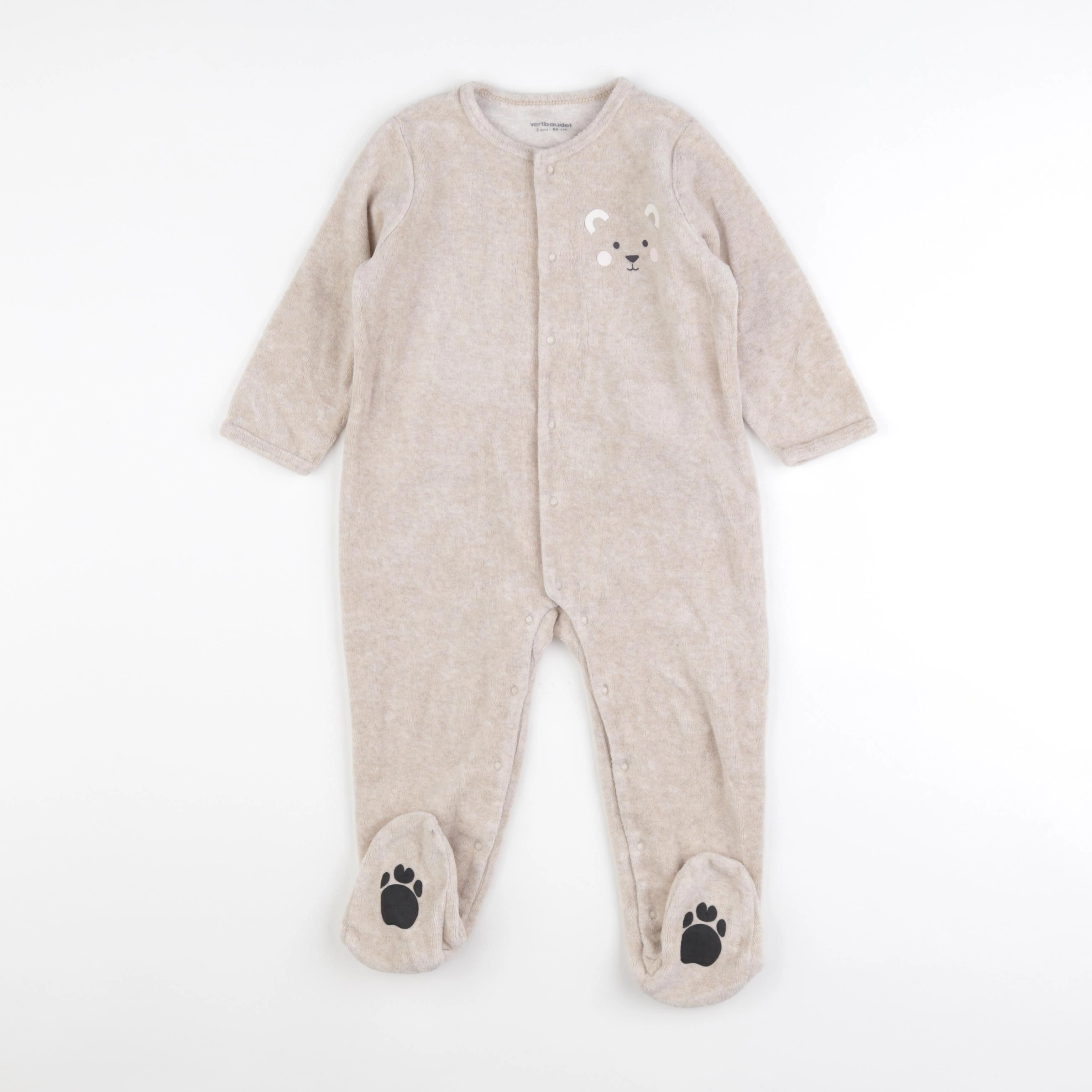 Vertbaudet - pyjama velours beige - 2 ans