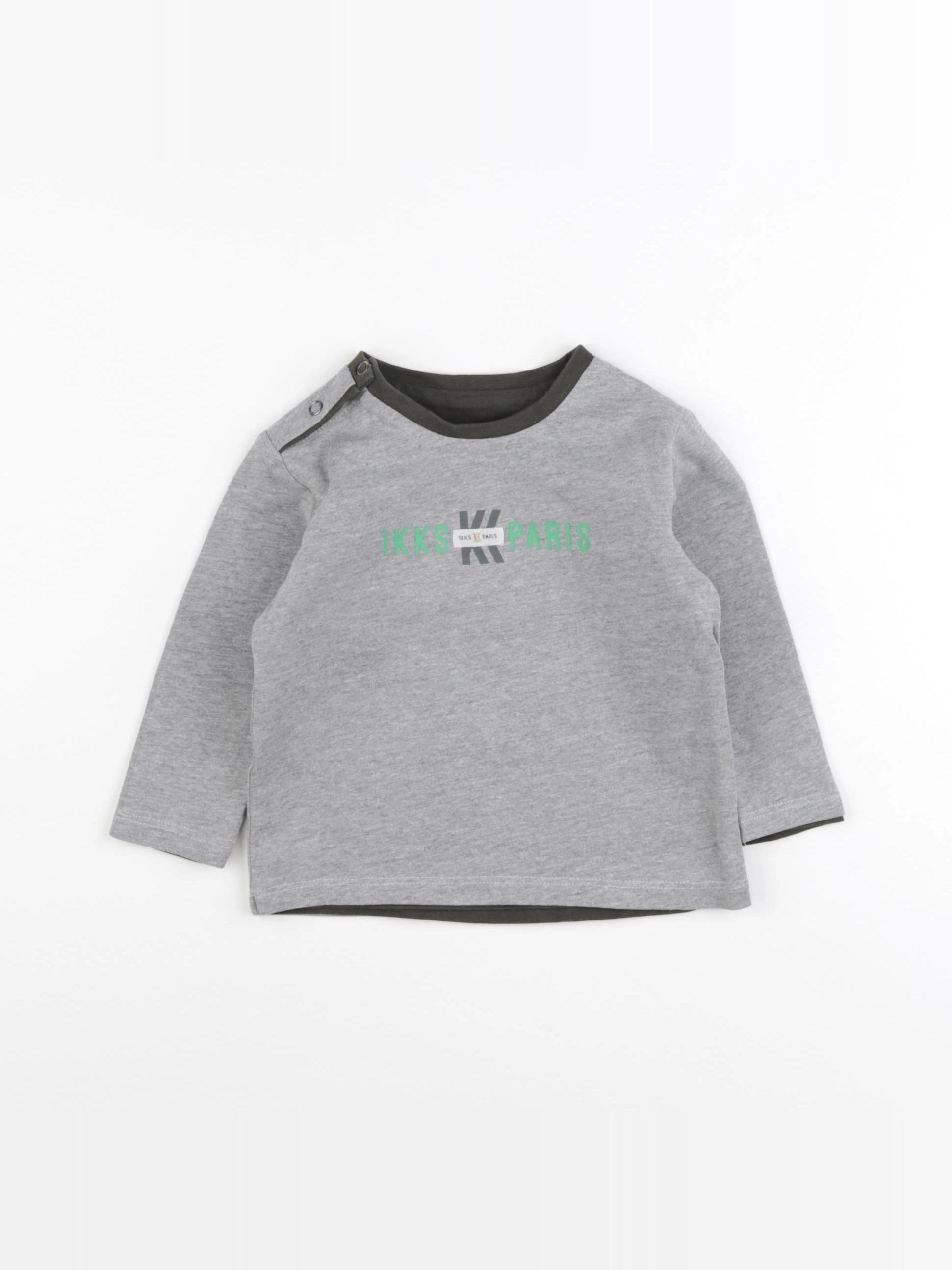 IKKS - tee-shirt réversible, imprimé au dos gris - 12 mois