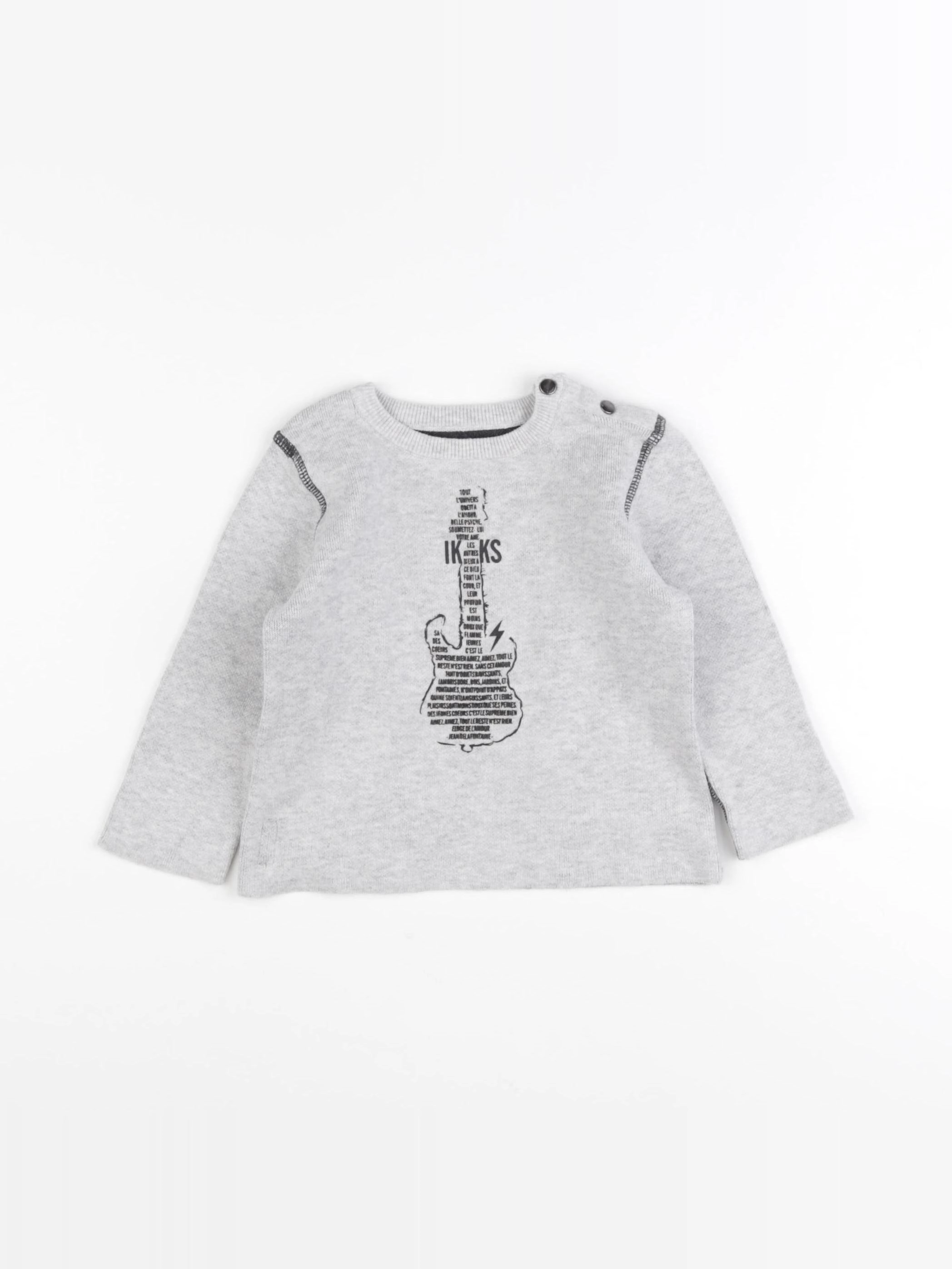IKKS - pull réversible gris - 12 mois