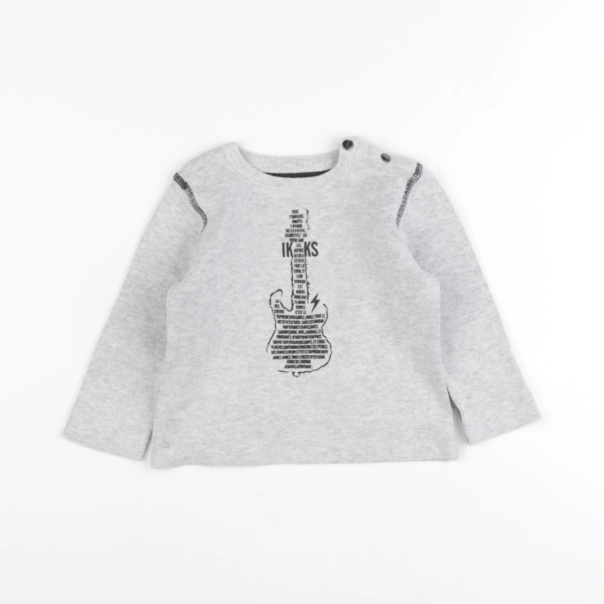IKKS - pull réversible gris - 12 mois