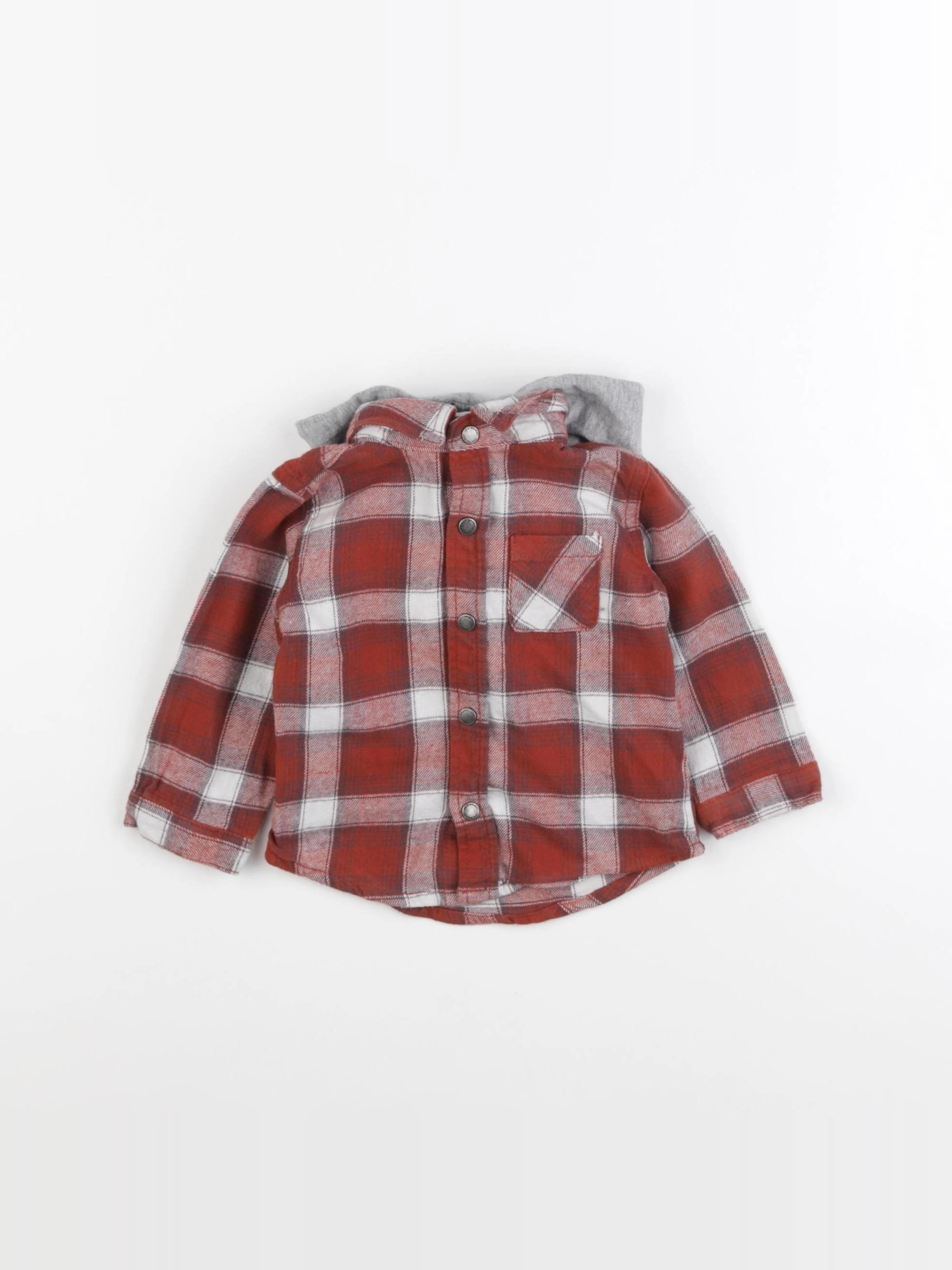Vertbaudet - chemise beige, rouge - 9 mois