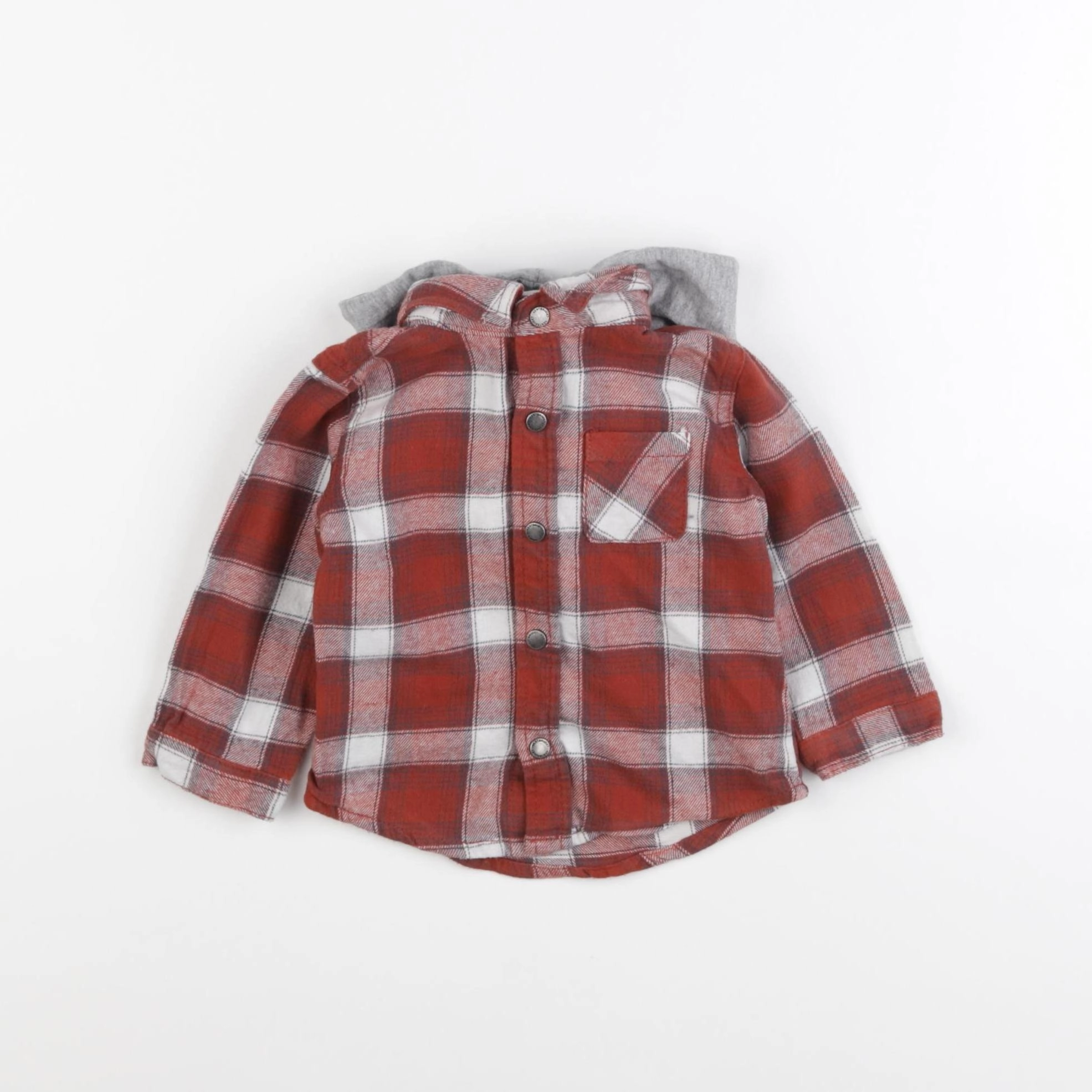 Vertbaudet - chemise beige, rouge - 9 mois