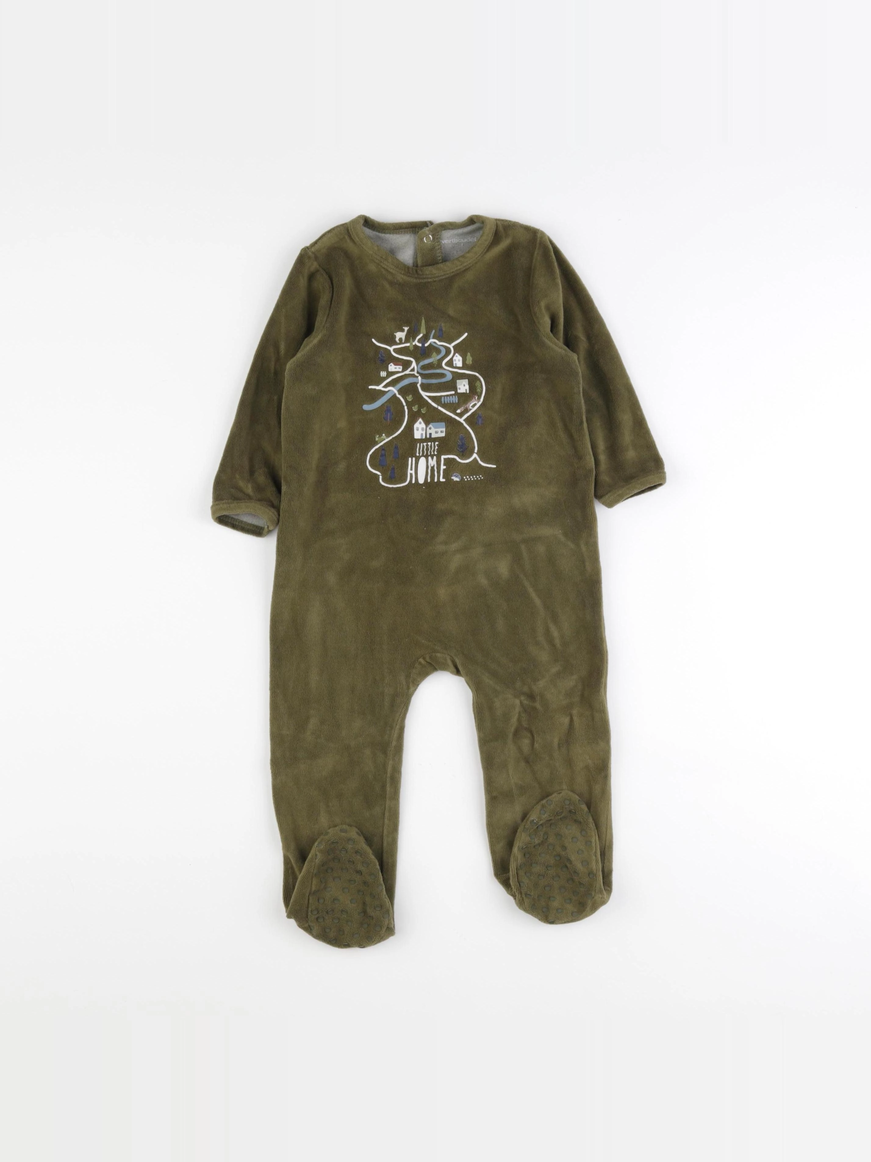 Vertbaudet - pyjama velours vert - 18 mois