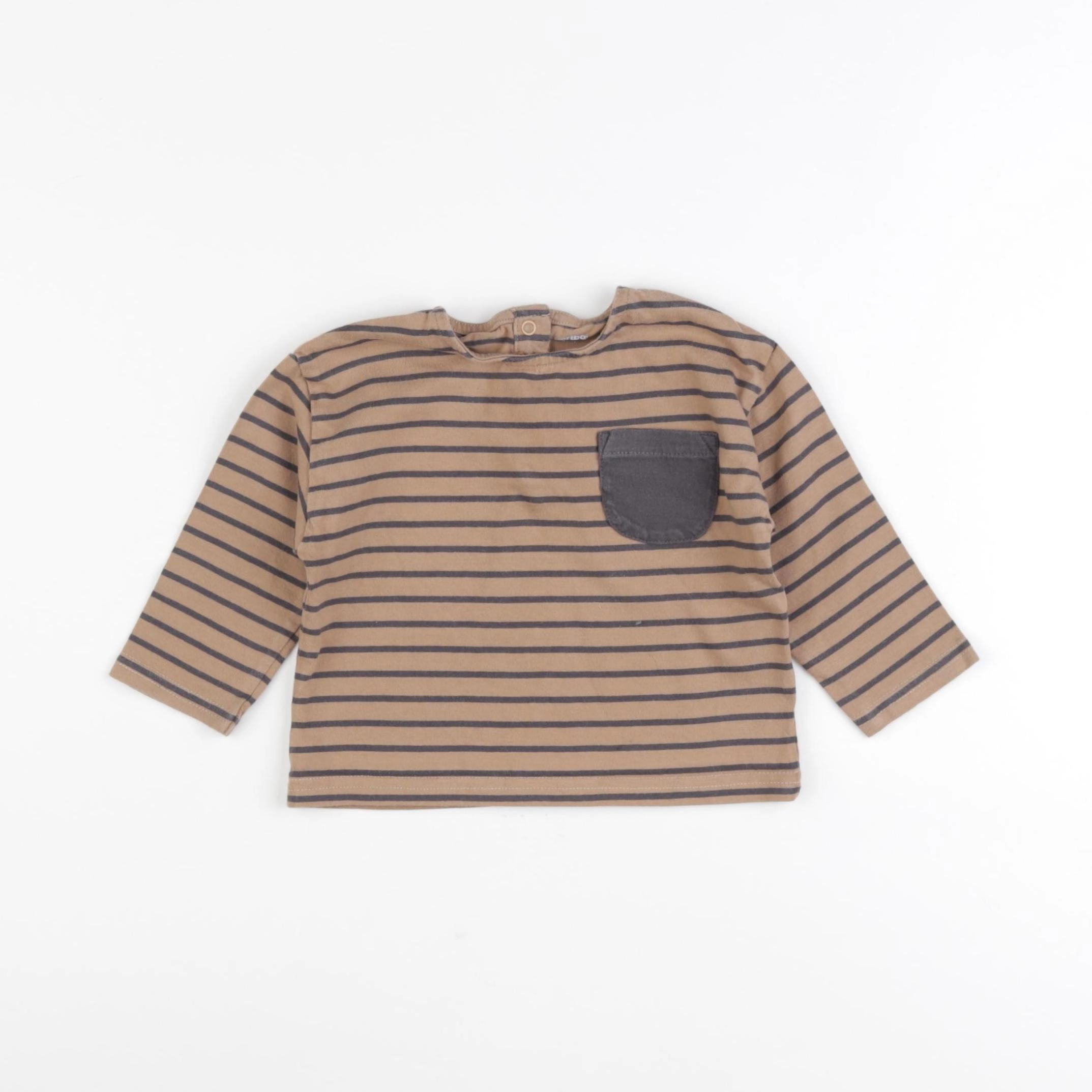 Vertbaudet - tee-shirt beige, gris - 12 mois