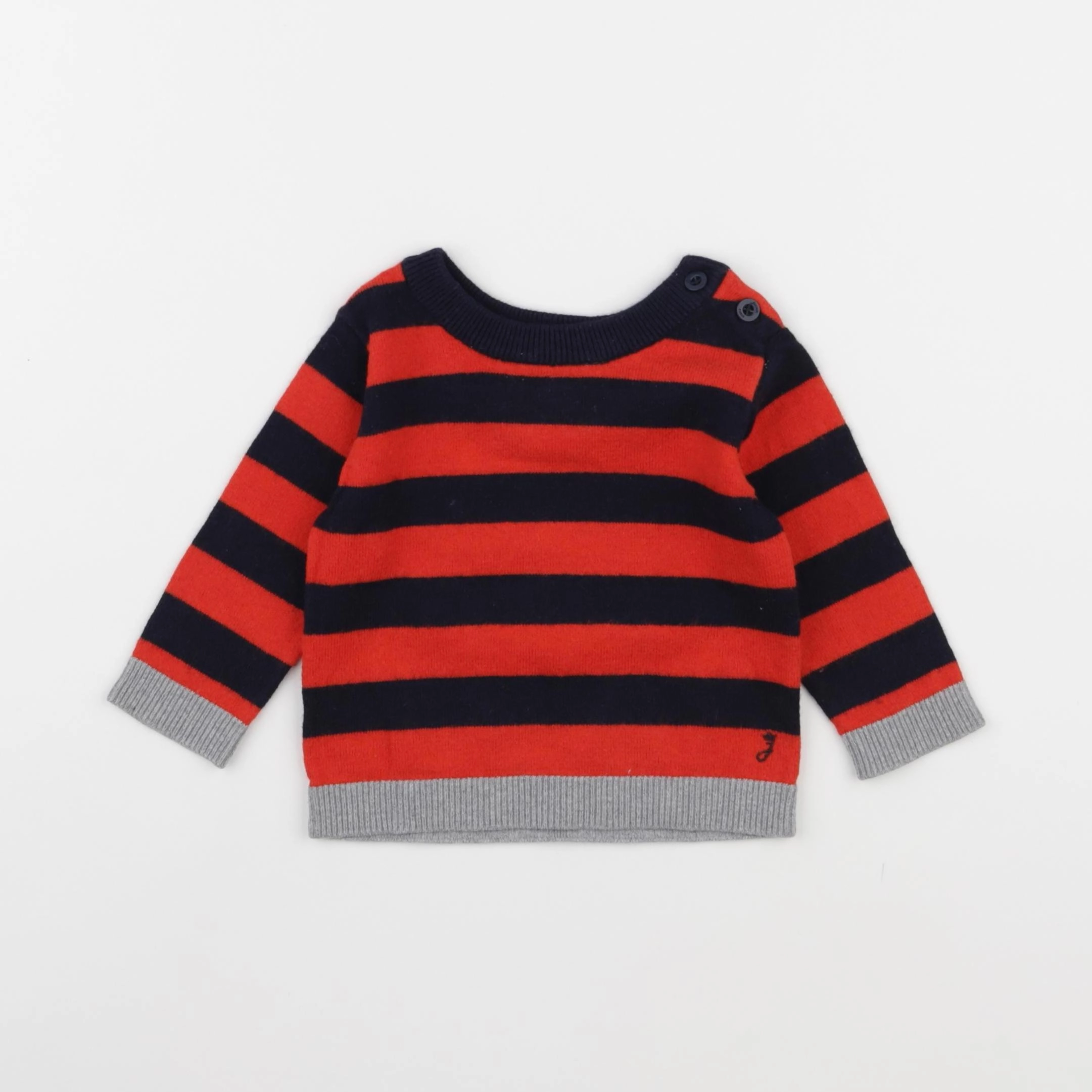 Jacadi - pull bleu, rouge - 6 mois