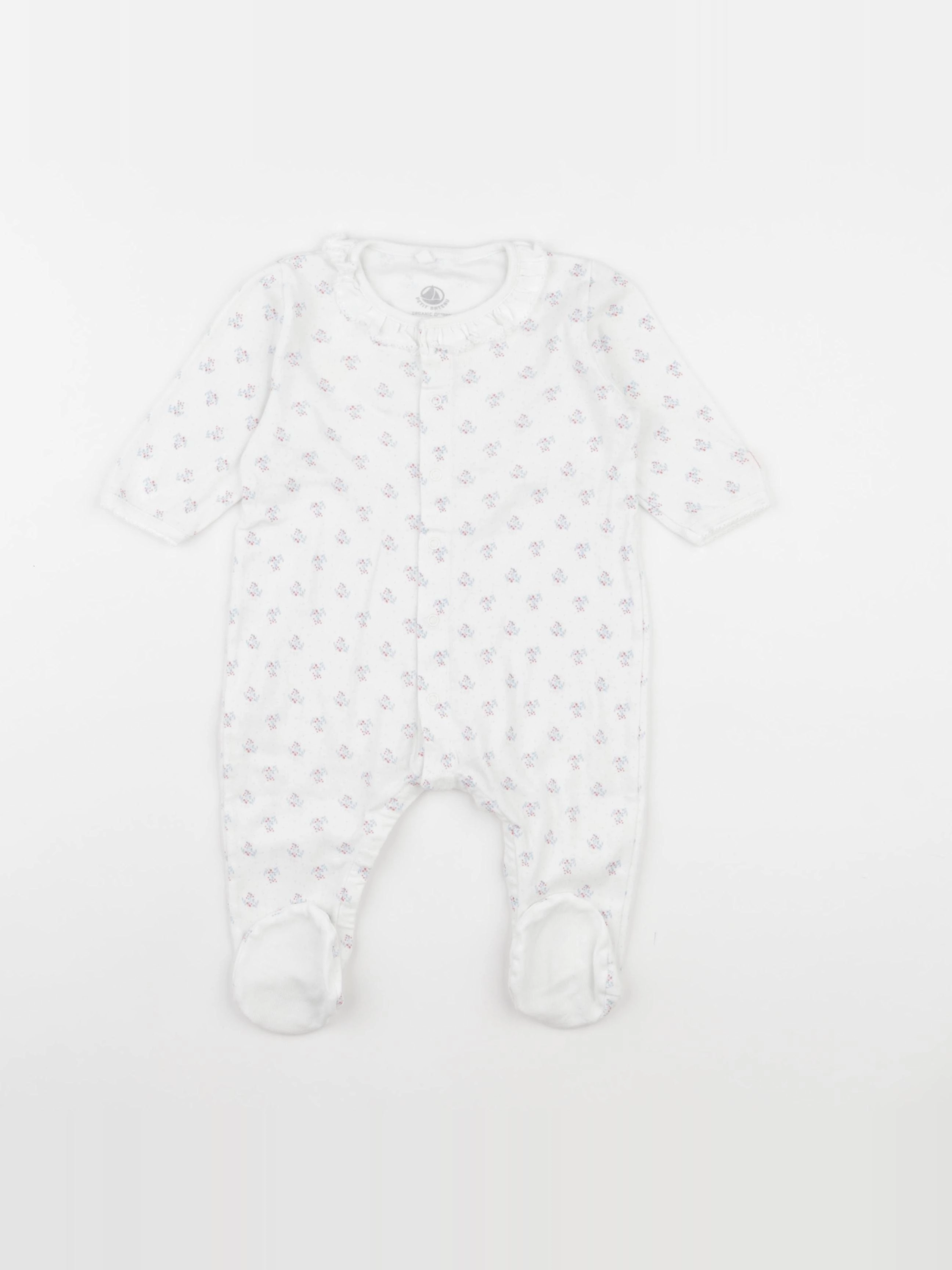 Petit Bateau - pyjama coton blanc - 6 mois