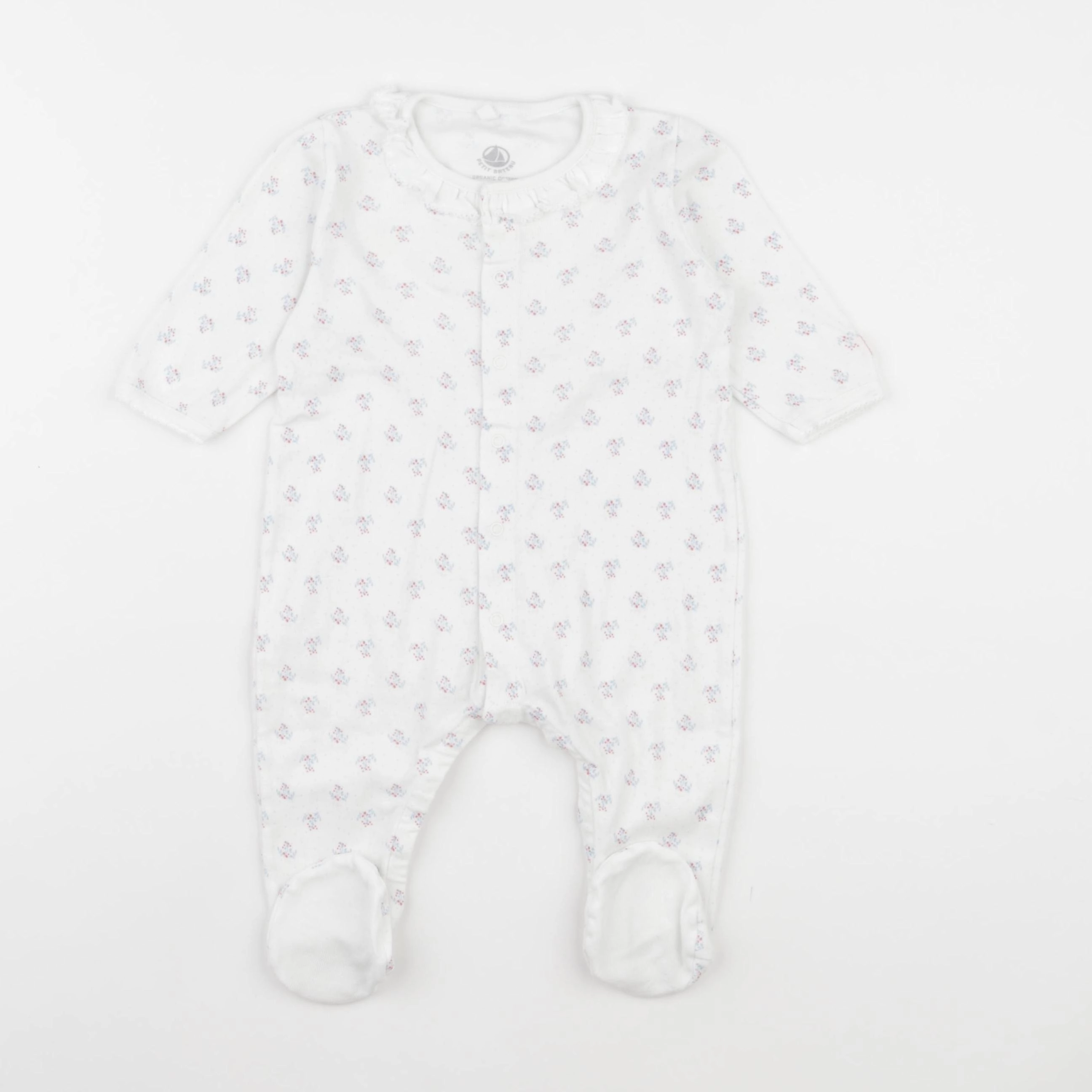 Petit Bateau - pyjama coton blanc - 6 mois
