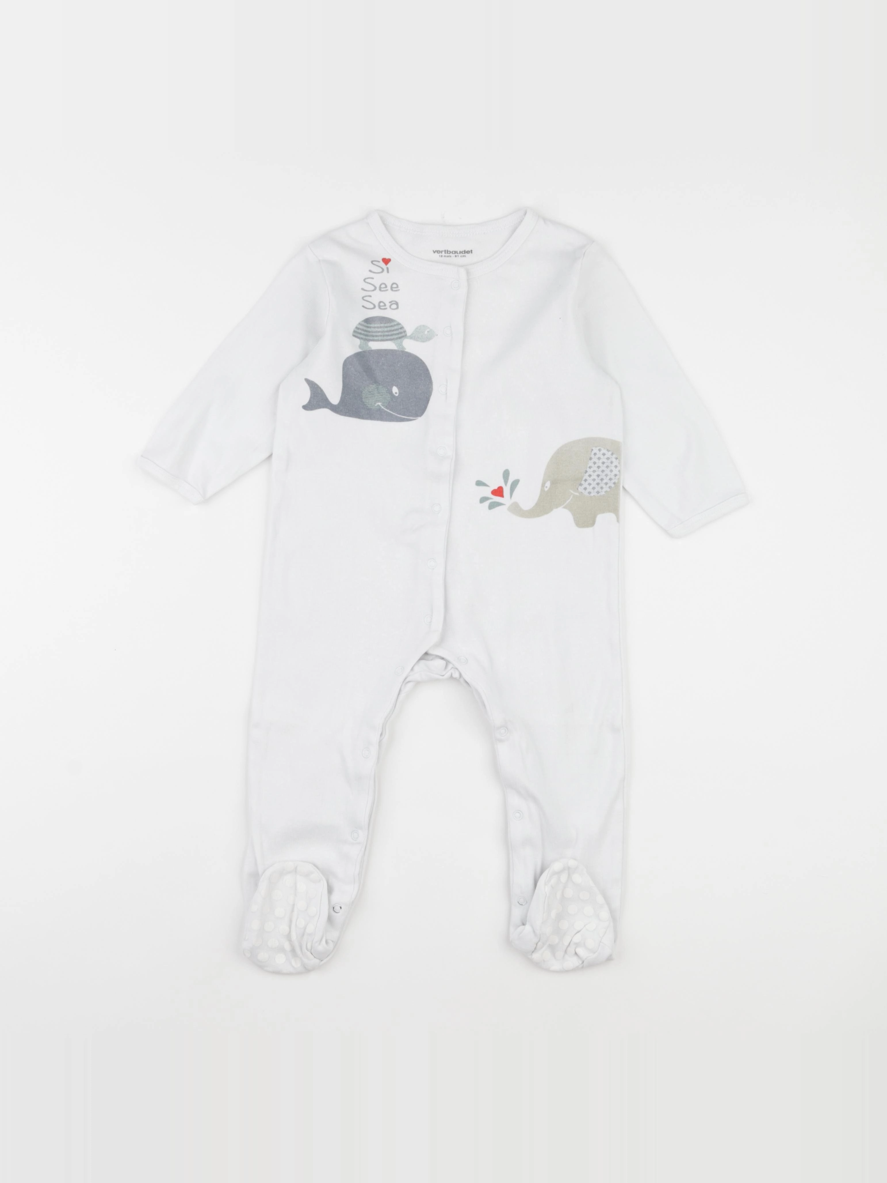 Vertbaudet - pyjama coton blanc - 18 mois