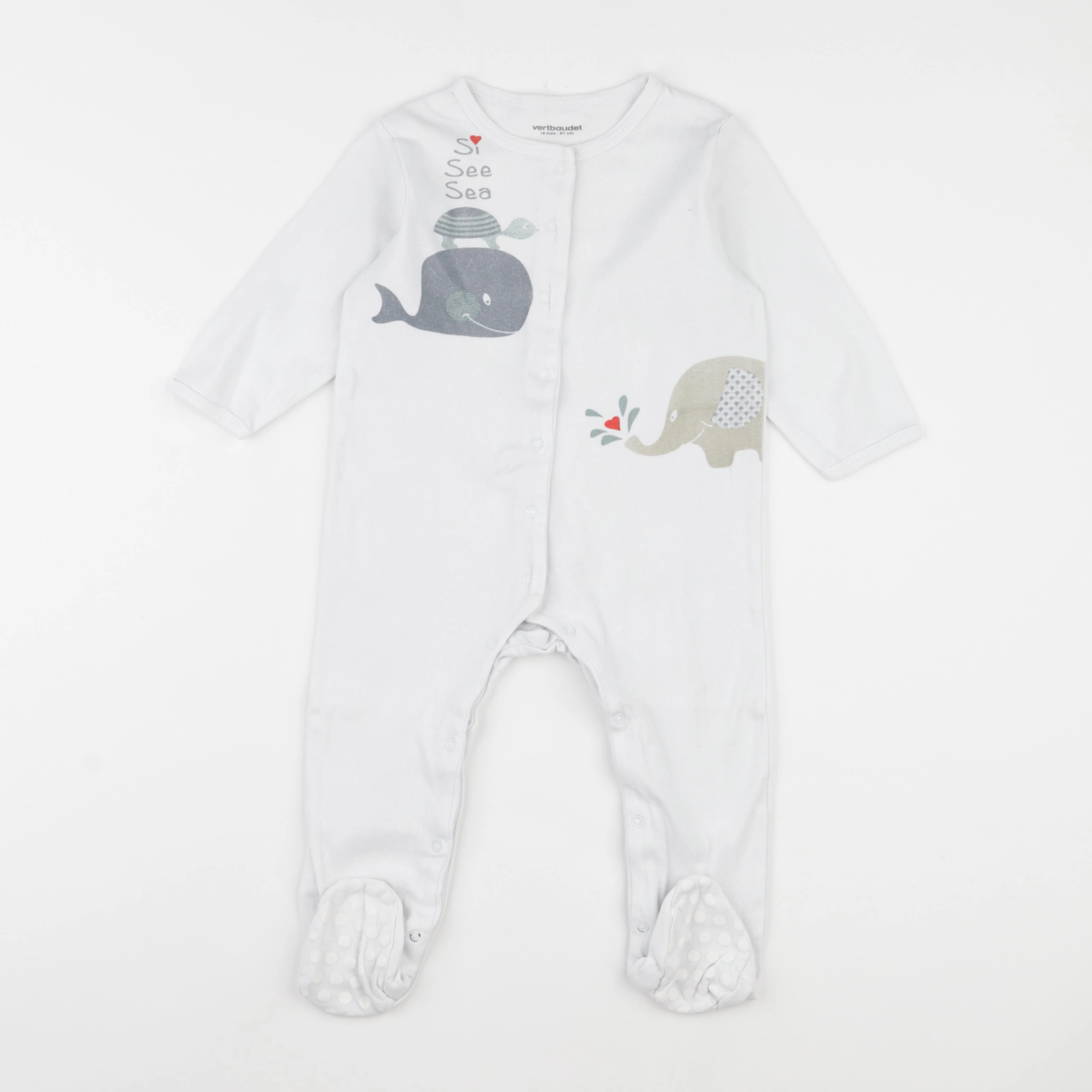 Vertbaudet - pyjama coton blanc - 18 mois